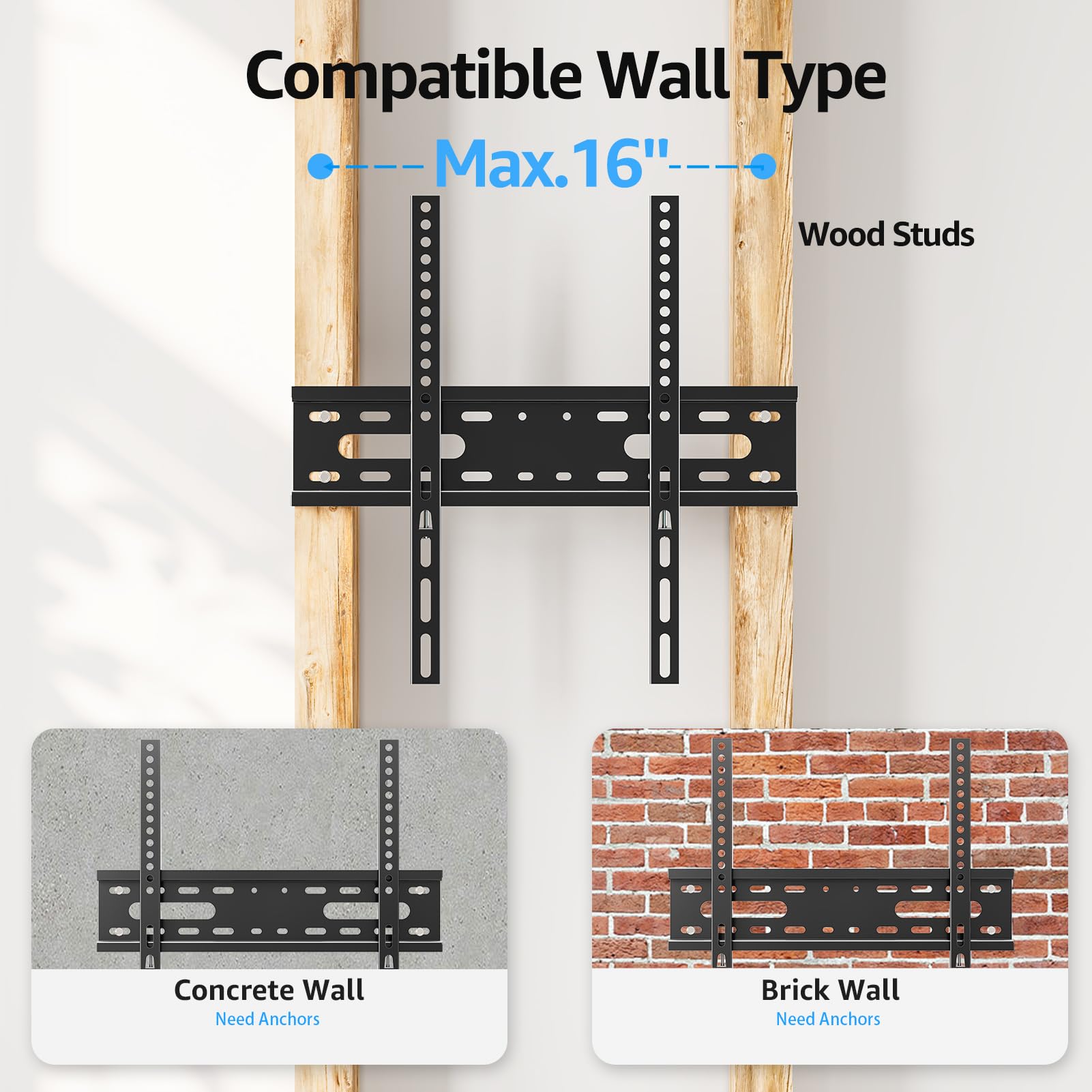 MOUNTUP Ultra Slim TV Wall Bracket for 26-60 inch Flat&Curved TV, Low Profile Wall Mount 23mm from Wall up to 45 KG, with Max VESA 400X400mm, EU0082-F — view 5