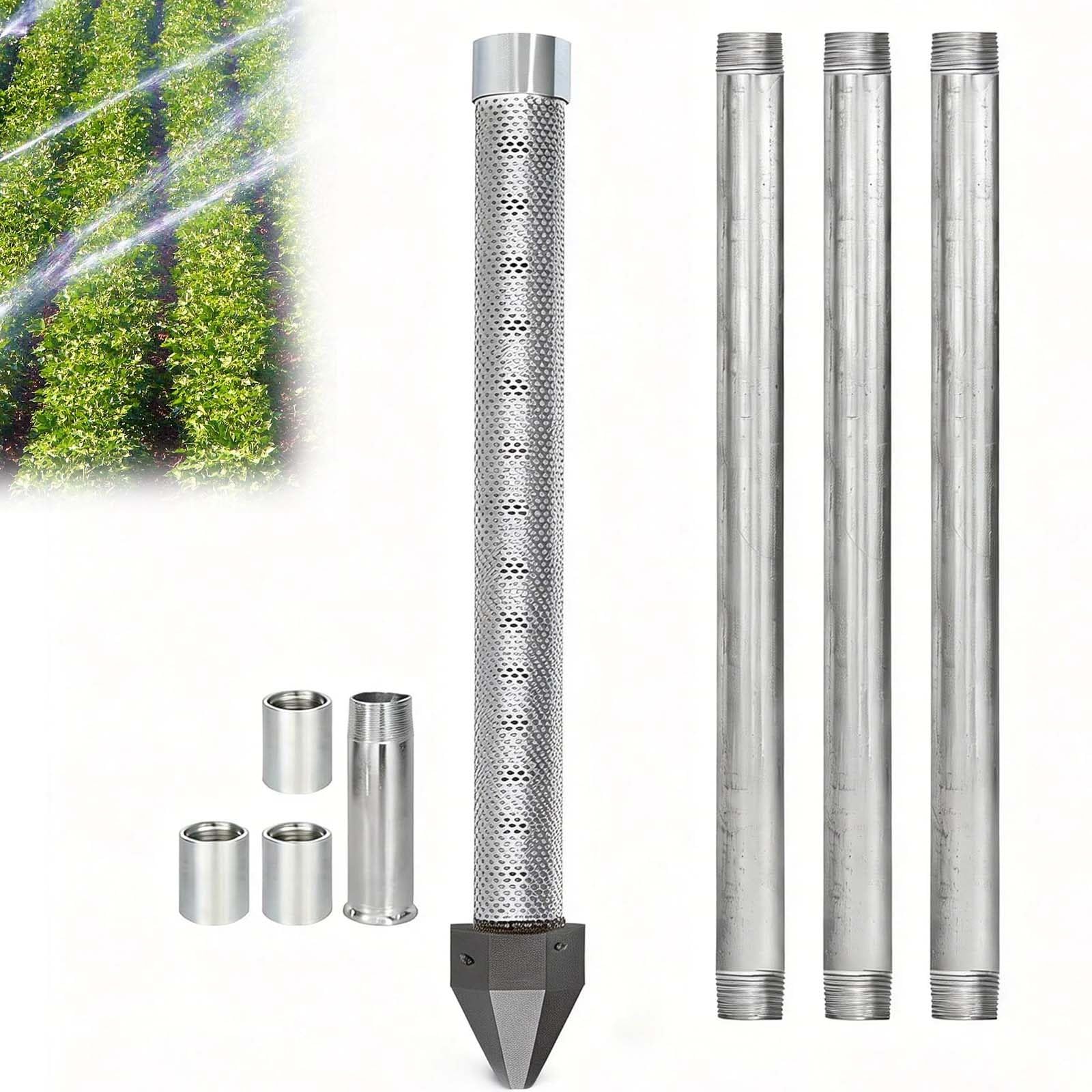 Kit De Perforación De Pozo De Agua, Kit Profesional De 1-1/4" X 36" Con Punta De Acero Inoxidable De Alta Resistencia, Incluye Tubos De Extensión Para Proyectos De Pozos(1+3 Pipes–4m (13ft))