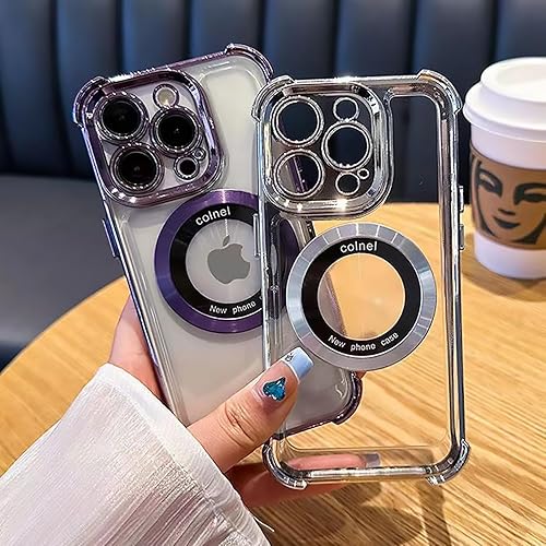 Miniatura 2 de Funda magnética transparente para iPhone 13 Pro Max, protección de lujo brillante en las cuatro esquinas, a prueba de golpes, de grado militar, con