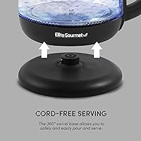 Vista 6 de Proctor Silex 4 Slice Toaster with Extra Wide Slots, Black (24215PS) & Elite Gourmet EKT1001 Electric BPA-Free Glass Kettle, Black, 1L