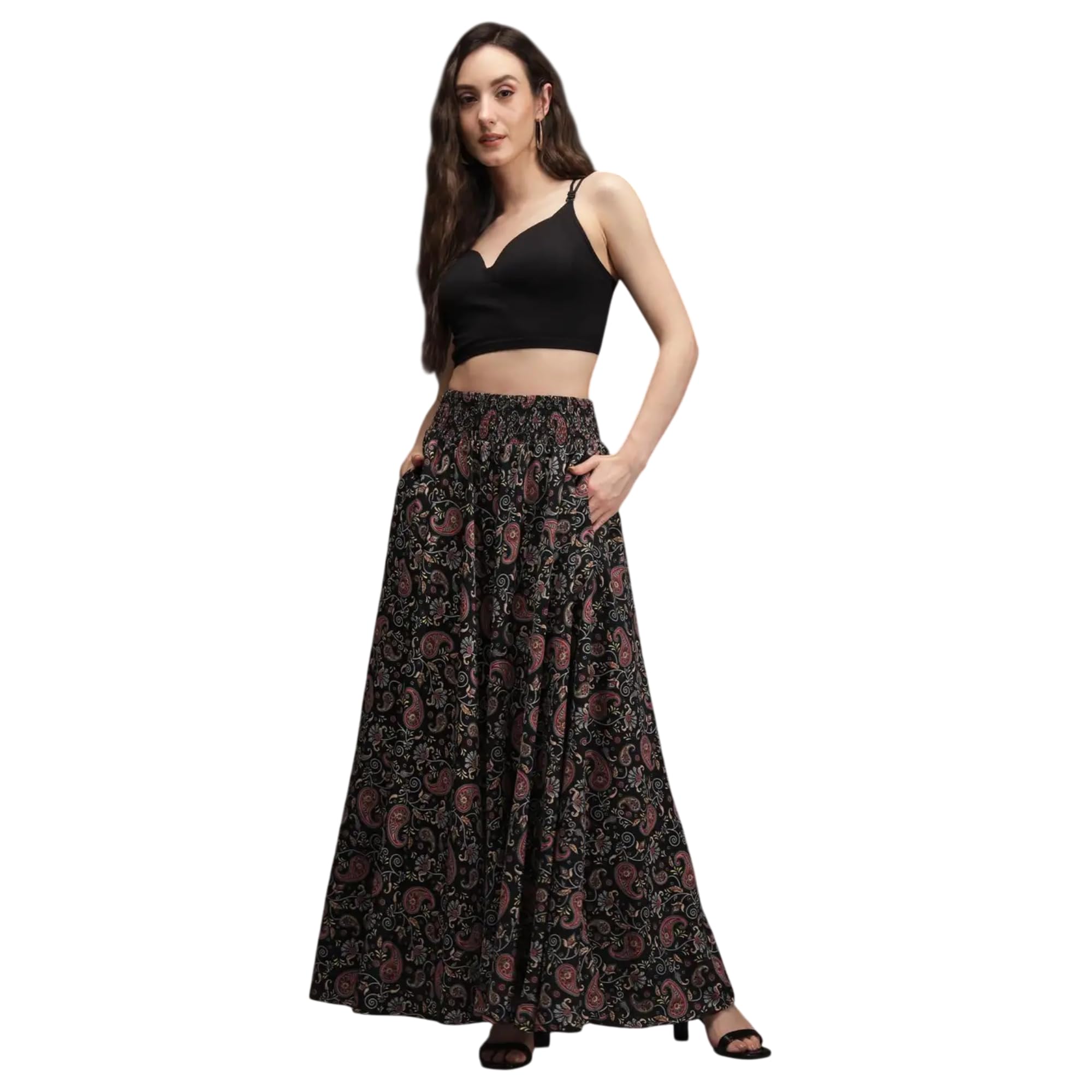 badger wins Women Viscose Crepe Flared Printed Palazzo Elasticated Waist Loose-fit & Regular, Casual Wear (Free Size 28 to 42 Waist)-picture-27