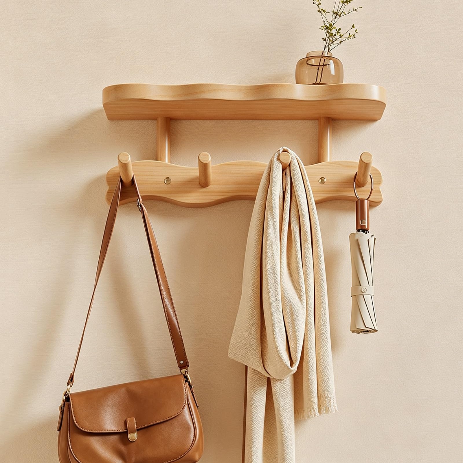 Ltsrll Wood En Wall Entryway Coat Rack Hooks With Shelves