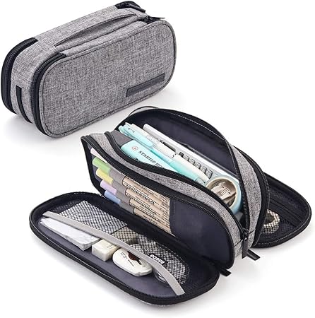 Amazon Angoobaby ペンケース 筆箱 男の子 女の子 中学生 高校生 大学生 社会人用 グレー ペンケース 文房具 オフィス用品