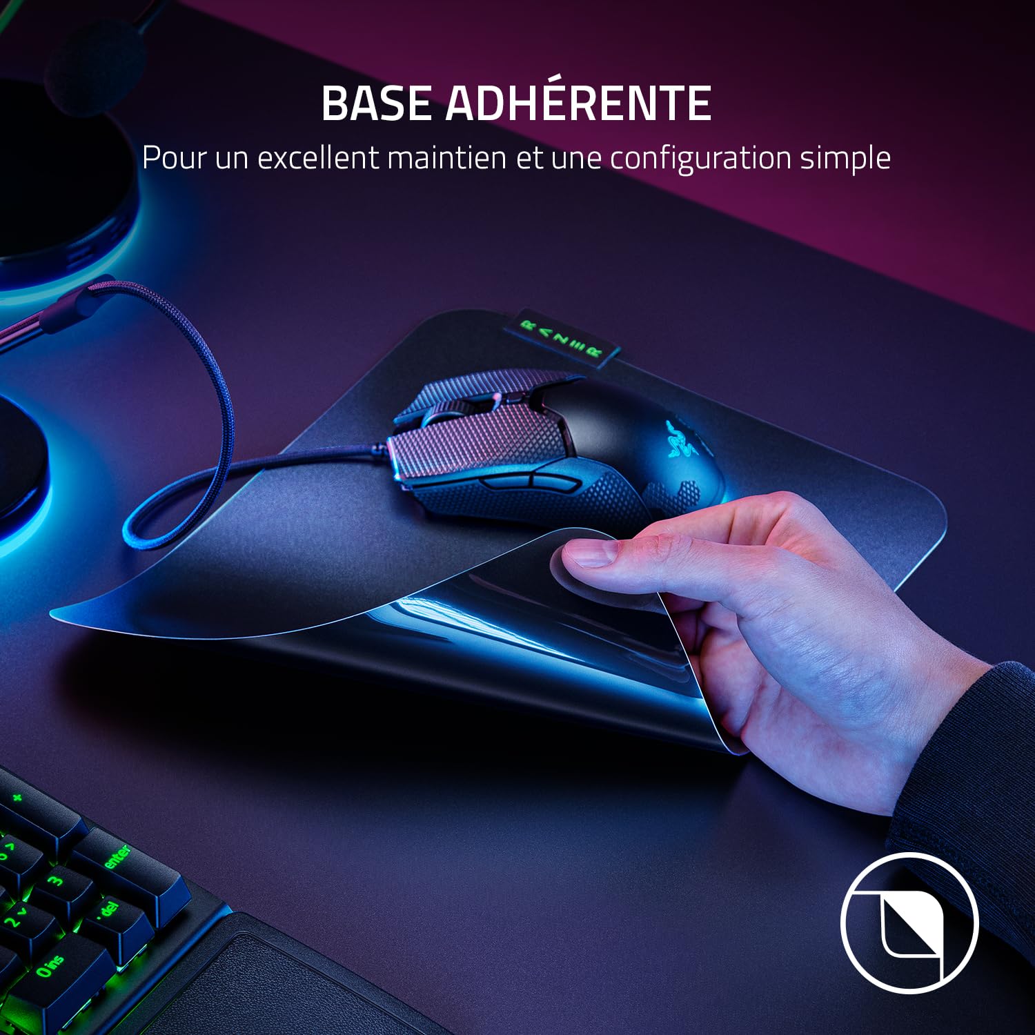 Razer Sphex V3 Large - Tapis de Souris de Jeu ultrafin (Une Base adhésive, Fabriqué en Polycarbonate Robuste, Conception Lisse et Ultrafine de 0,25 mm) Noir