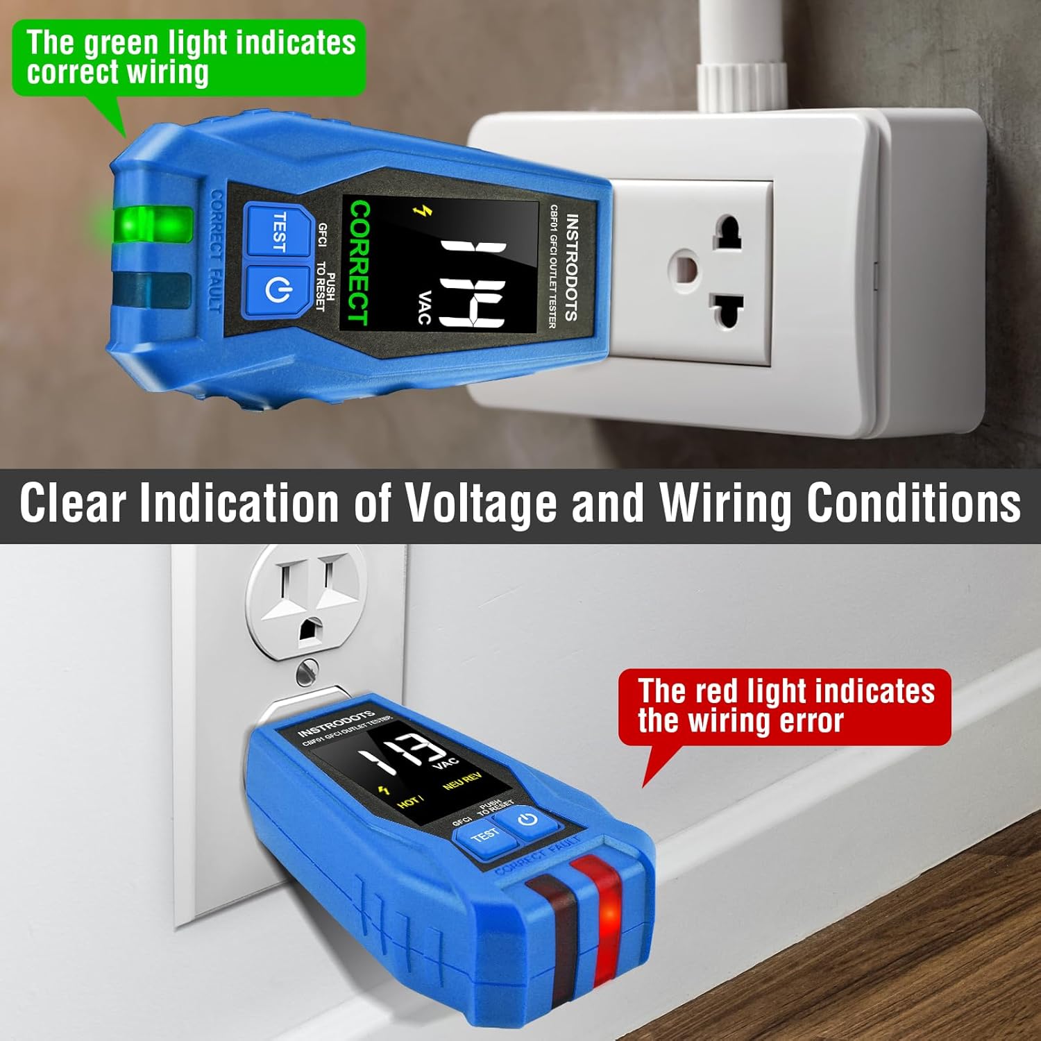 Circuit Breaker Finder Tool with Accessories, 90-135V AC Digital Breaker Finder with Integrated GFCI Outlet Tester, Circuit Tracer with Buzzer Alarm & Color Display, Includes Carrying Case