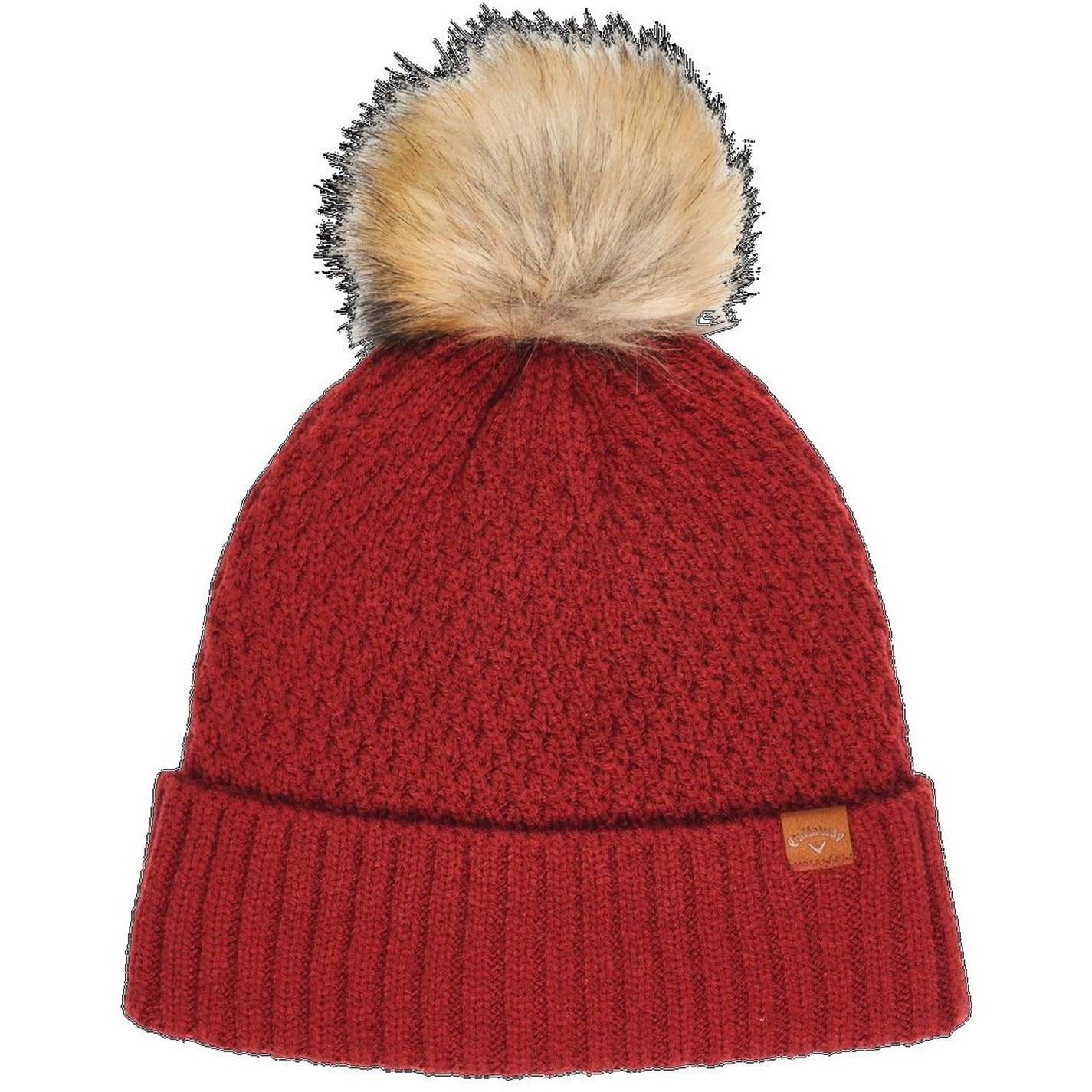 Callaway Golf Women's Pom Pom Beanie Hat (2022 Edition) Dark Red