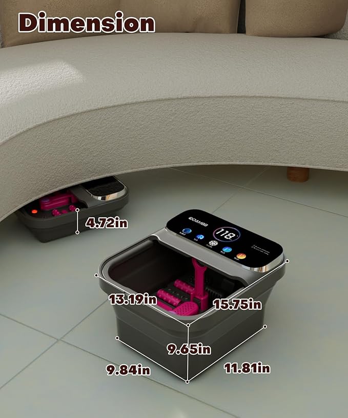 Spa de Pies Plegable OOAMBB con Calor, Burbujas, Control Remoto y Pantalla Táctil miniatura 6