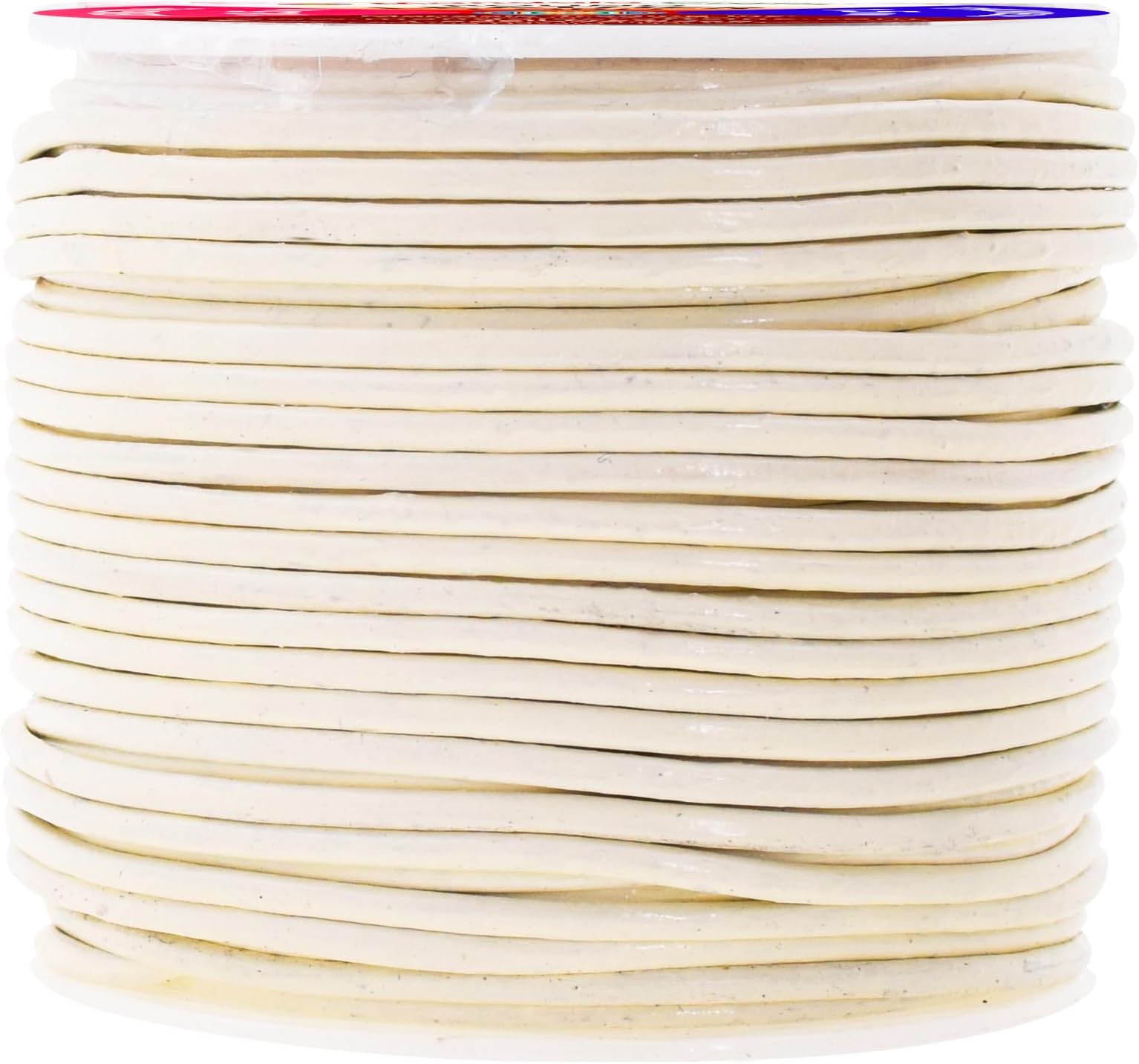 Mandala Crafts Round Cowhide Genuine Cream Leather Cord for Jewelry Making Kumihimo Leather Rope Spool - Cream Leather String Lace - 20 Yds 1.5mm Leather Cording
