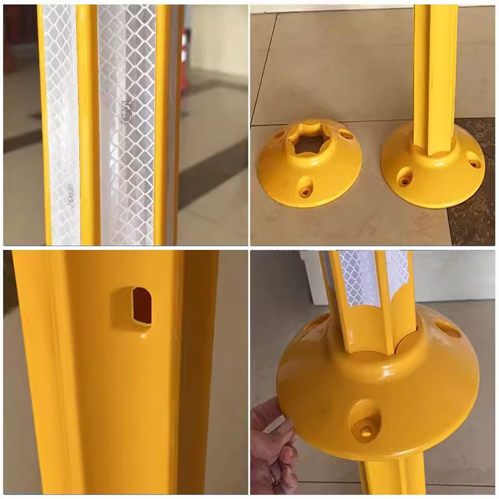 Juego de Postes delimitadores de estacionamiento y tráfico: Conos Reflectantes Desmontables para Control de multitudes, Ideales para hospitales, escuelas y Zonas residenciales. Barrera de se