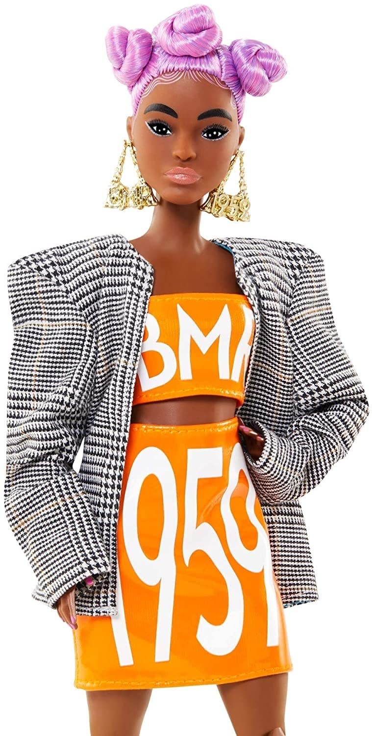Barbie GNC46 BMR1959 (lilahaarig) Streetwear Karo-Blazer, Spielzeug ab 6 Jahren