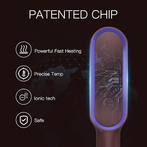 Miniatura 5 de Cepillo alisador de pelo, peine de plancha para alisar el cabello plano, calentamiento rápido de 20 segundos y 5 ajustes de temperatura y