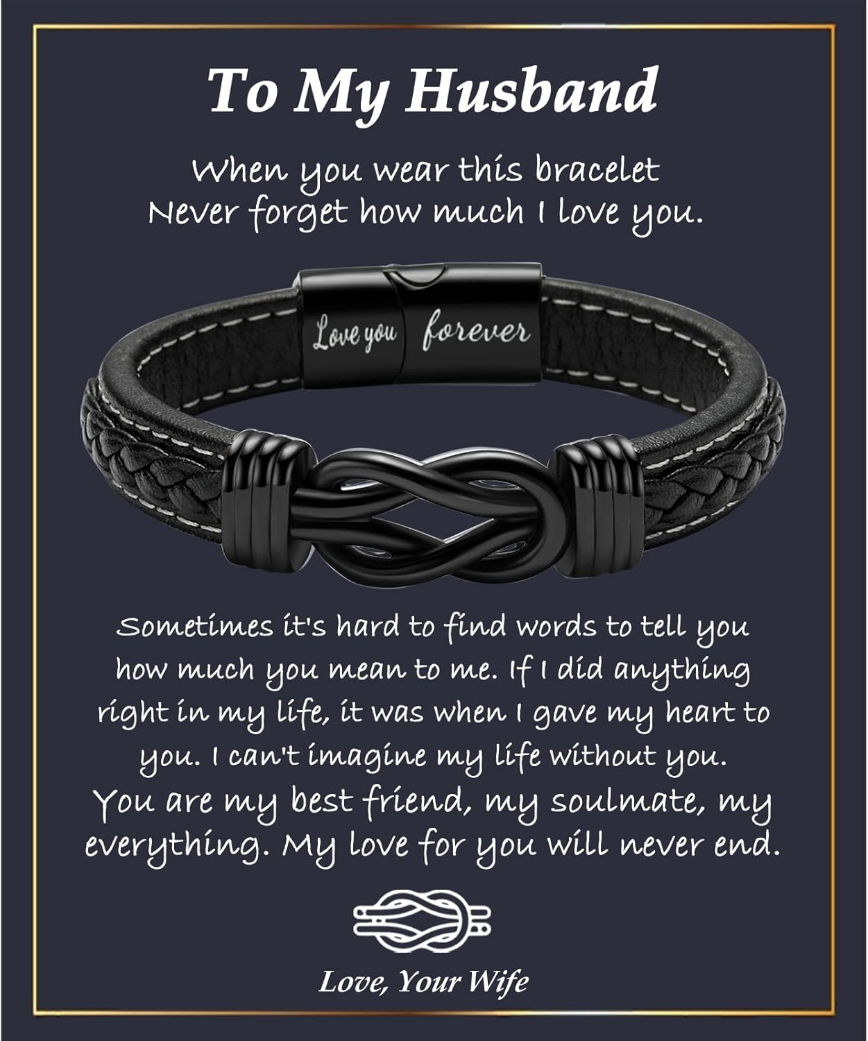 YBISNAIRE Gifts for Men Infinity Leather Bracelet for Dad New Daddy Husband Boyfriend Son Grandson Brother Nephew Uncle Black Braided Engraved Leather Jewelry Gifts for Fathers Day Birthday Christmas