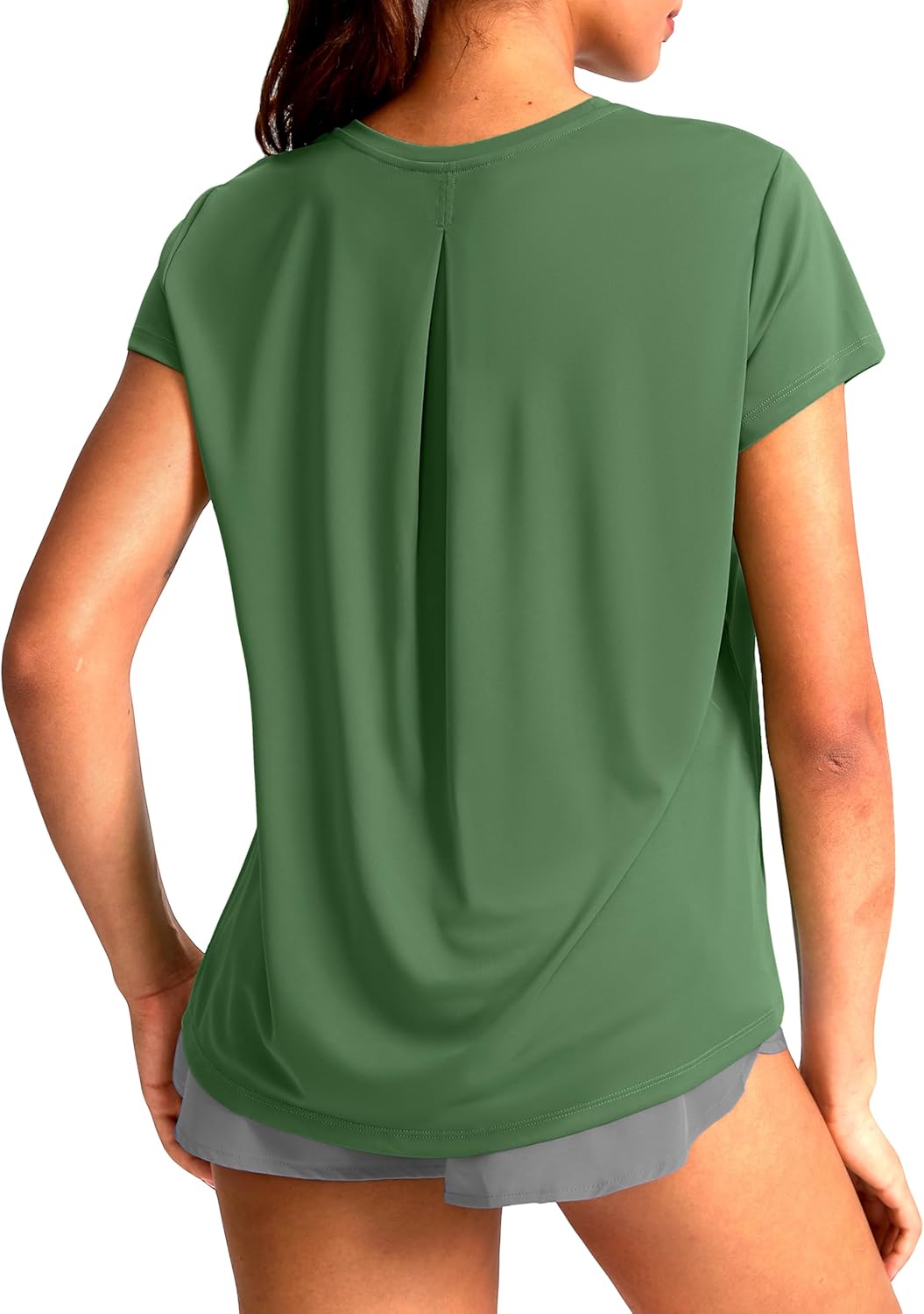 SANTINY Short Sleeve Workout Tops for Women Loose Yoga T-Shirts Sun Protection Breathable Running Athletic Tee Shirts