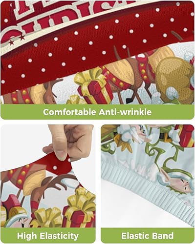 Miniatura 4 de Juego de 2 fundas elásticas para taburete de bar de Papá Noel, regalo de Navidad, gnomos, ciervos, lunares blancos, rojos, funda para silla de bar,