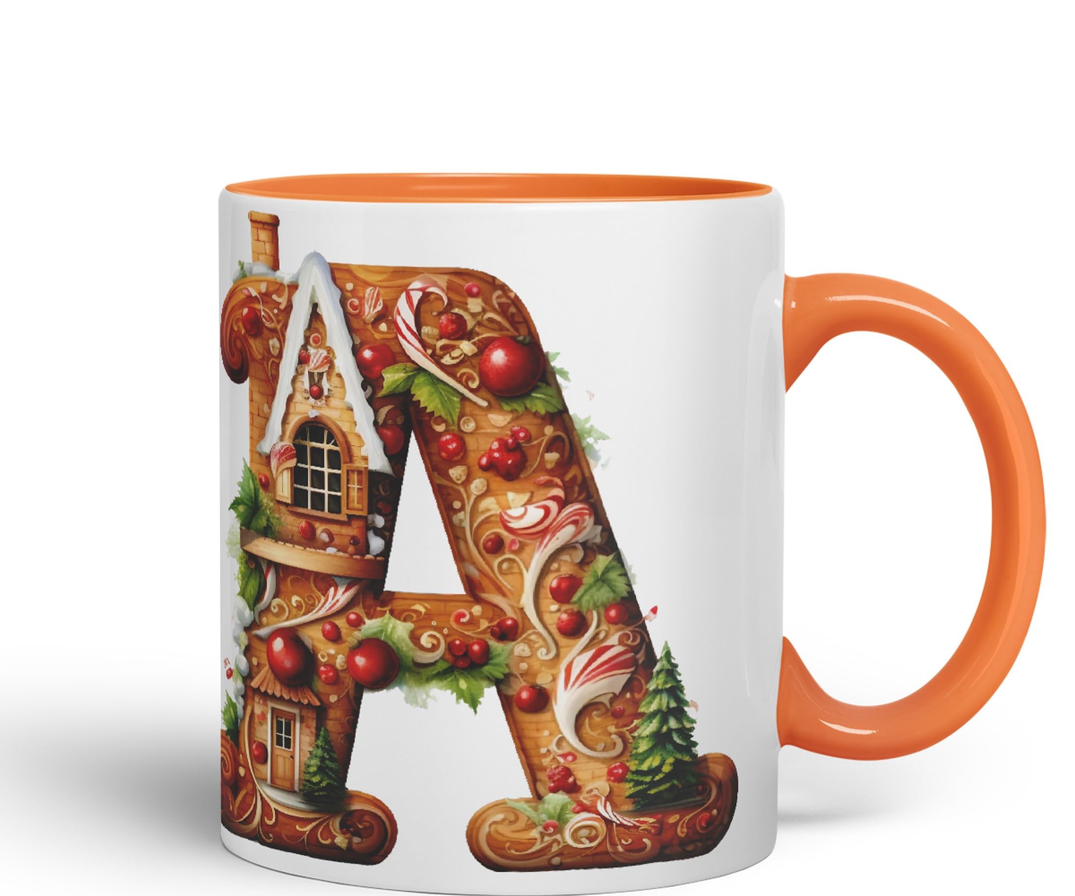 Vixar Ginger Letter A Alphabet Monogram Letters Letter Gingerbread Man Baked Joke sarkasm Sarcastic Ceramic Coloured Mug Cup for Tea Coffee Hot Brew 330ml 11Oz Gift