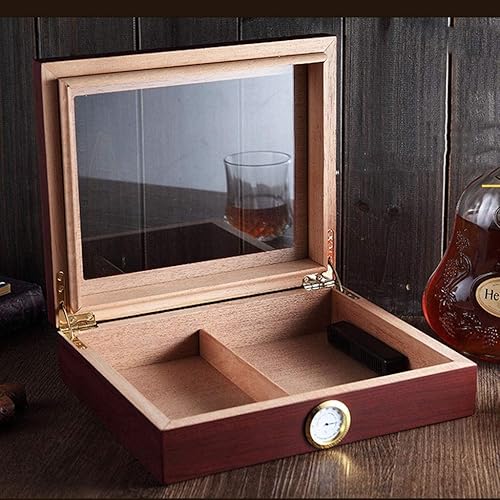Miniatura 8 de Caja de cigarros humidores caja de cigarros 6 cigarros enfriador portátil de madera de cedro gabinete hidratante de perspectiva techo solar dos