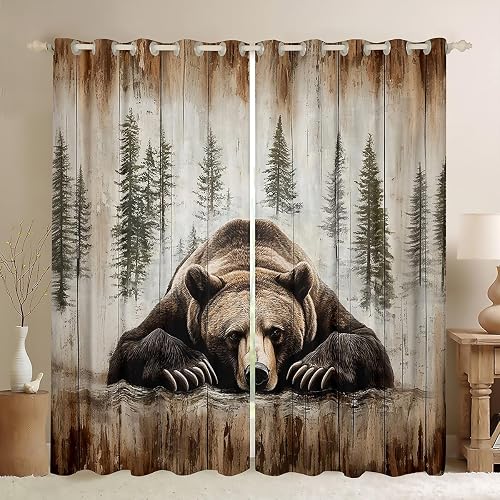 jejeloiu Cute Bear Blackout Curtains (2 Panels, 52 x 90 Inch) Wild Animal Curtai