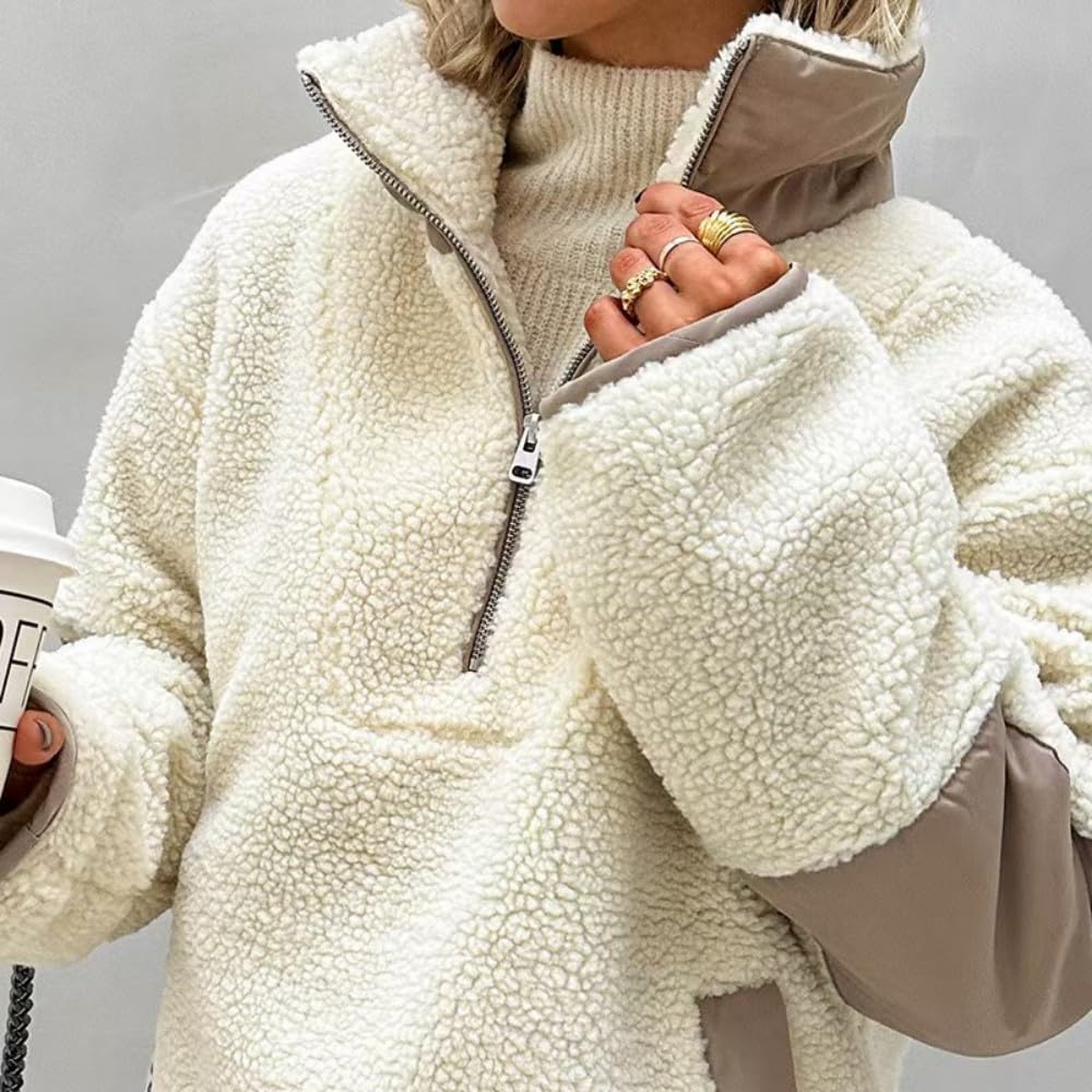 JCVBN - Sudadera de felpa suelta con cuello alto para mujer, ropa de forro polar de moda para otoño e invierno