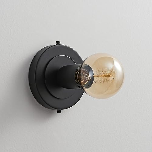 Miniatura 2 de Luna Uno - Aplique de pared de 1 luz, accesorio industrial moderno de mediados de siglo para pared y techo, lámpara minimalista para baño y espacios