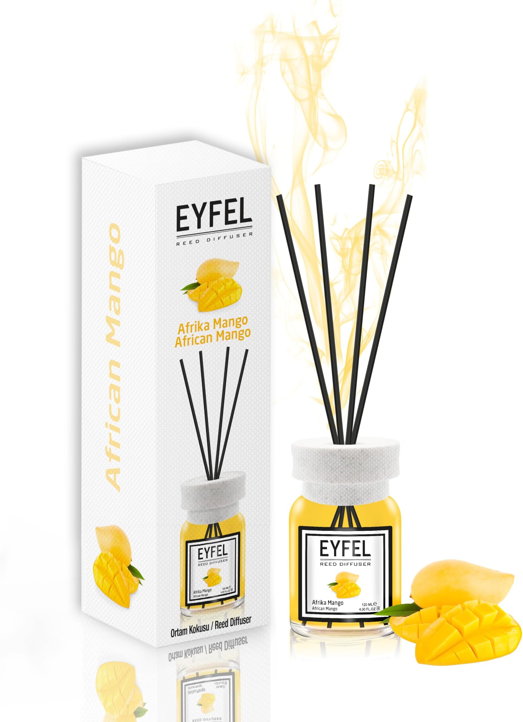 EYFEL Reed Diffusers for Home – African Mango Reed Diffuser Set 4.05 fl oz Oil Diffuser Sticks, Bathroom Diffuser, Home Fragrances, Home Decor