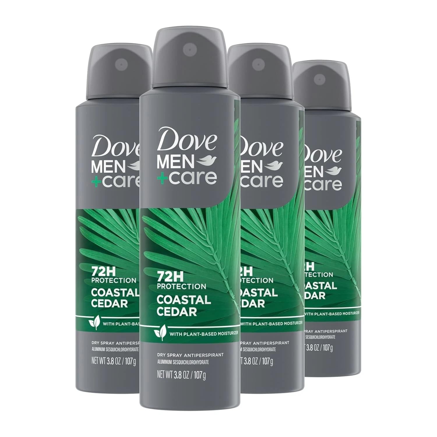 Dove Men+Care Coastal Cedar Dry Spray Antiperspirant 4 Count, 72H Protection