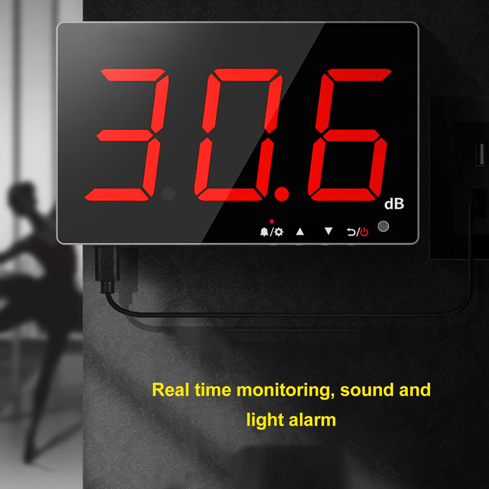 Compteur Decibel Numérique 13 Pouces - Niveau Sonore Avec Alarme Et Capteur 16,4 Pieds