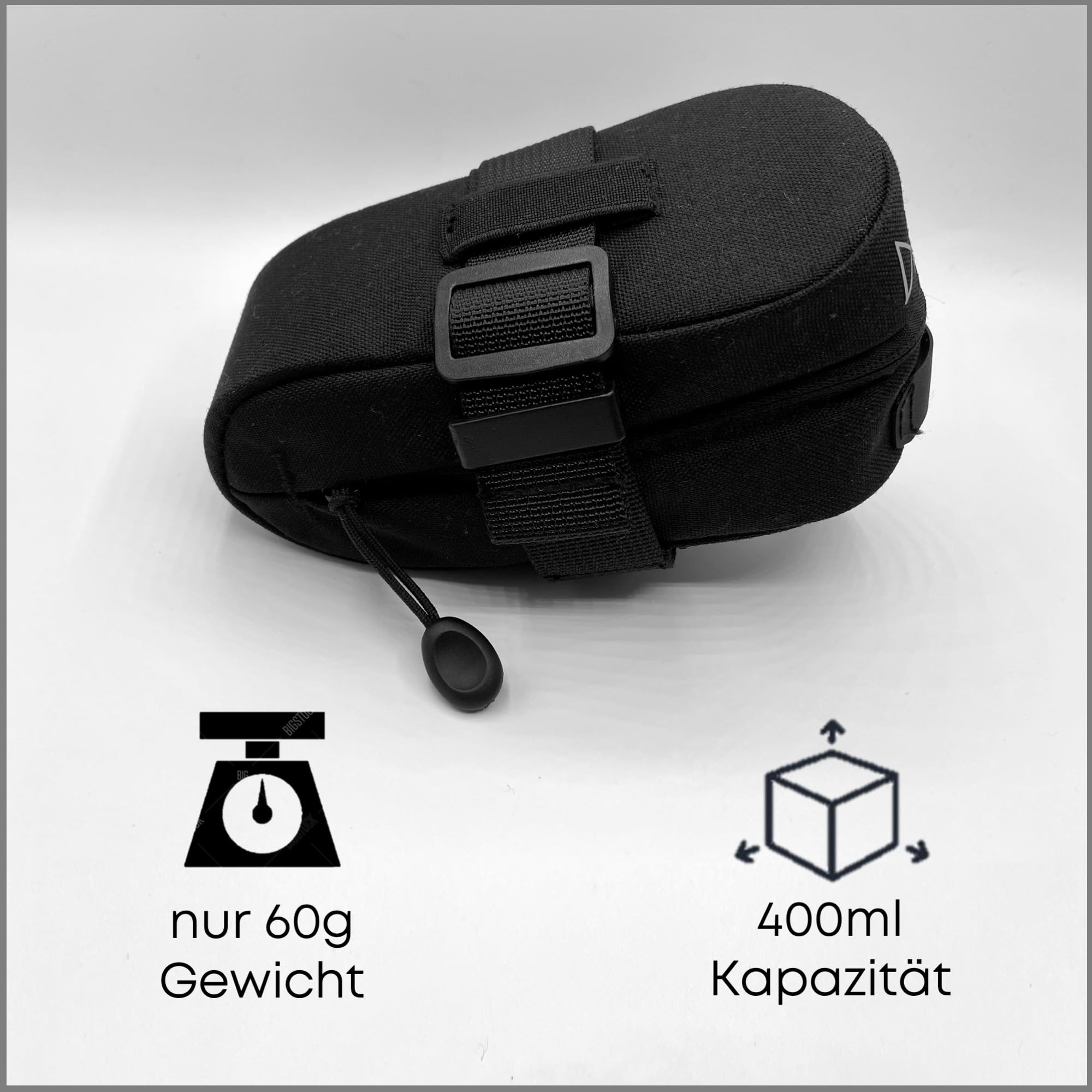 Sacoche De Selle DACHS 13x7x5cm - 60g, 400ml, Nylon Imperméable, Clip Magnétique, Support Lumière - Pour Vélo Route, Gravel Et VTT