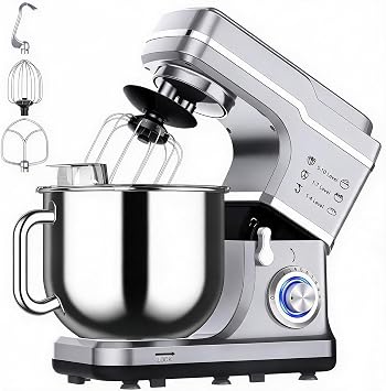 Stand Mixer, 7.5QT 10-Speed Tilt-Head Electric Low Noise Stand Mixer, 3-in-1 Kitchen Mixer with Dough Hook, Whisk, Beater and Splash-Proof Cover, Food Mixer for Daily Use