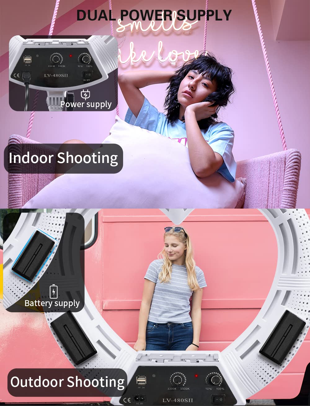 18 Zoll 96W LV-480SII LED 3200K-5600K Bicolor Lampe Herzförmige Fotografie Licht & Infrarot Fernbedienung für Make-up Live-Streaming