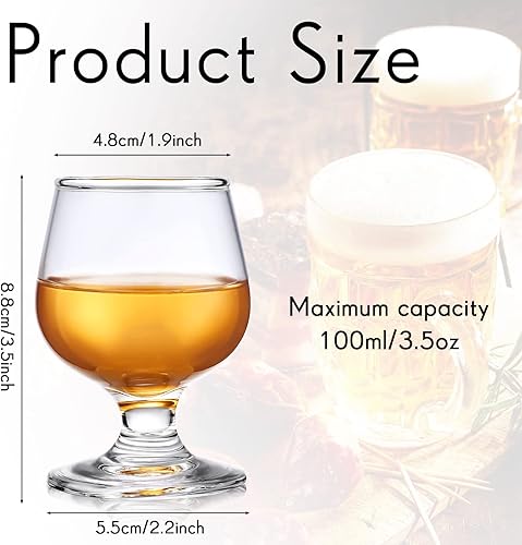 Miniatura 2 de Qunclay 12 vasos de chupito de 35 oz lindo brandy snifter coñac bourbon licor tequila vasos transparentes pequeños de degustación de whisky de jerez