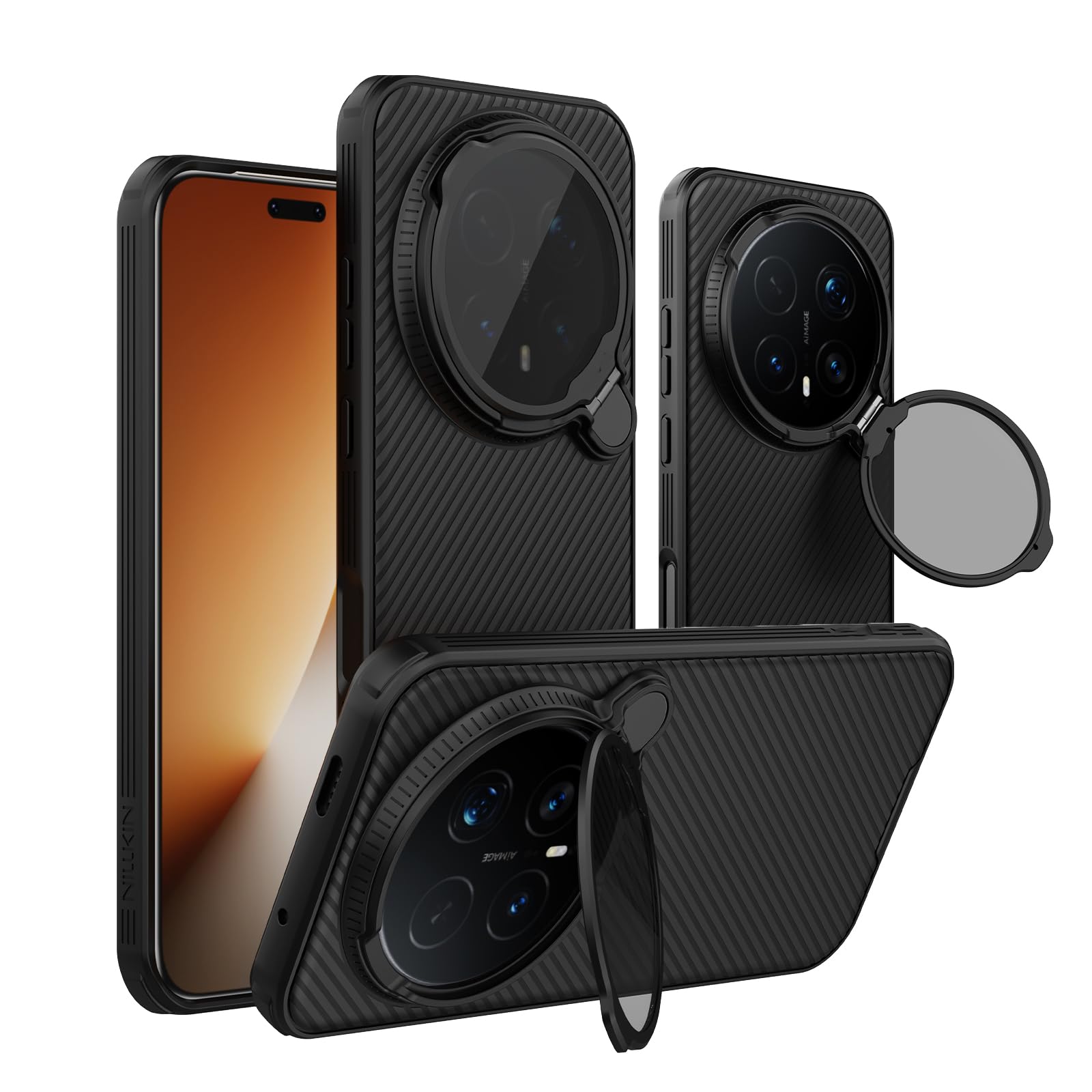 Coque Honor Magic 8 Pro noire rigide antichoc avec support béquille intégré - 8