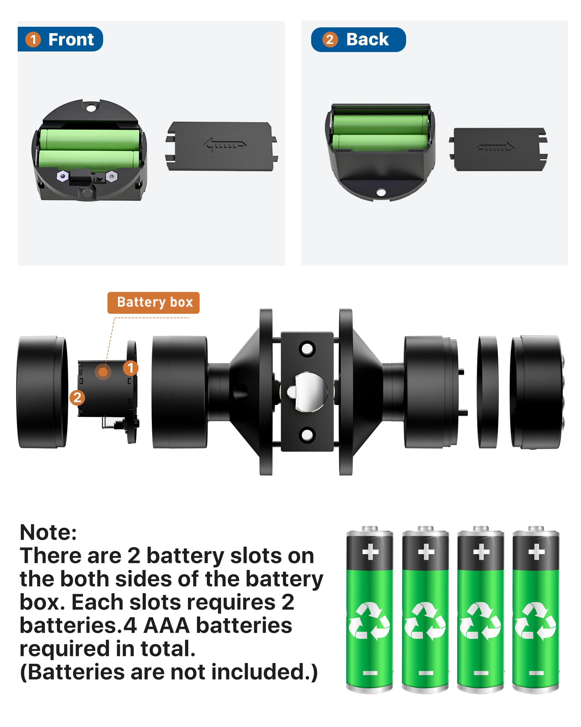 Keyless Entry Door Lock - Matte Black 2 Pack -8