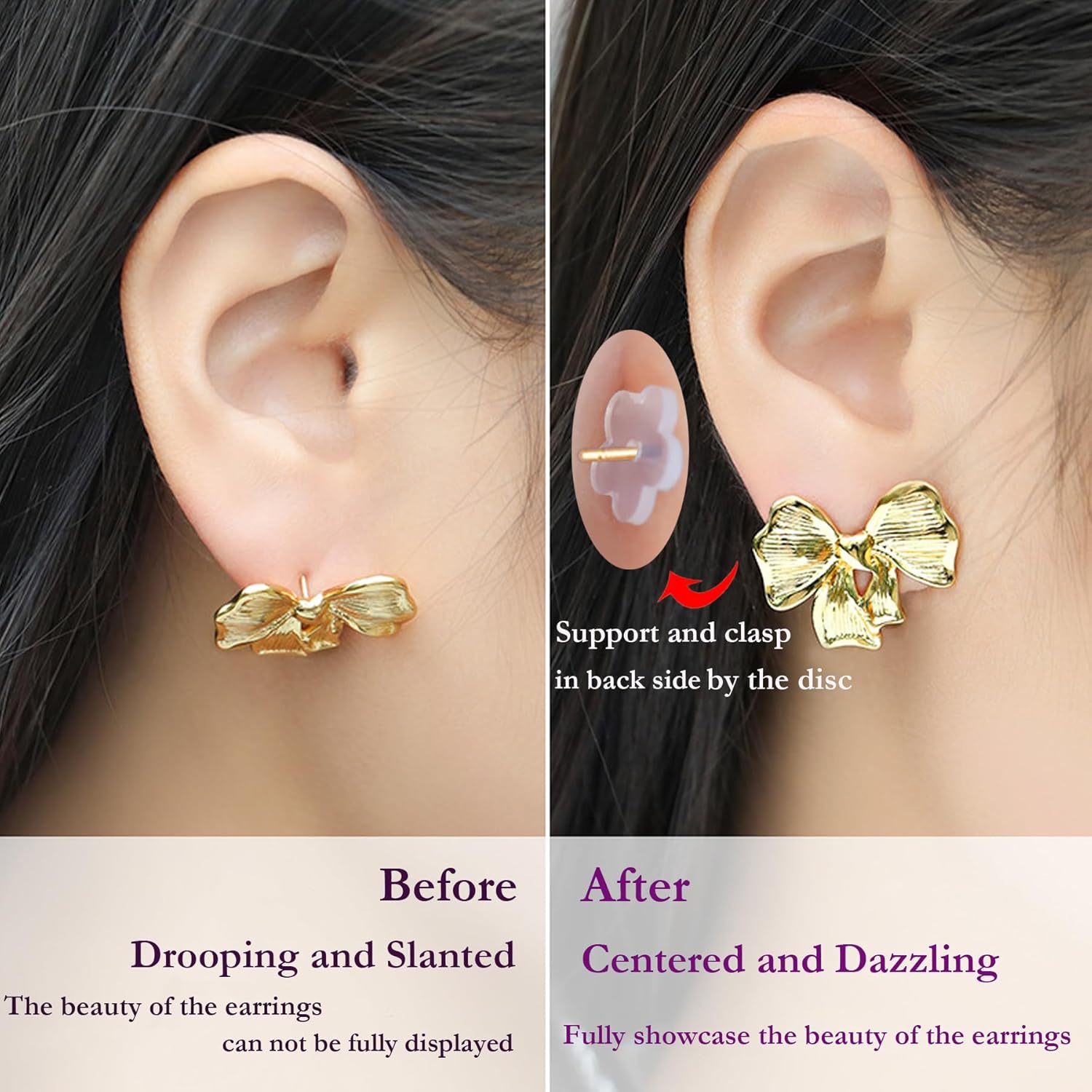 Silicone Earring Backs Stopper for Piercings, Clear Plum Blossom Support Patches, Piercing Stabilizer Discs for Healing Non Pull Piercing (100 pcs) - Image 5