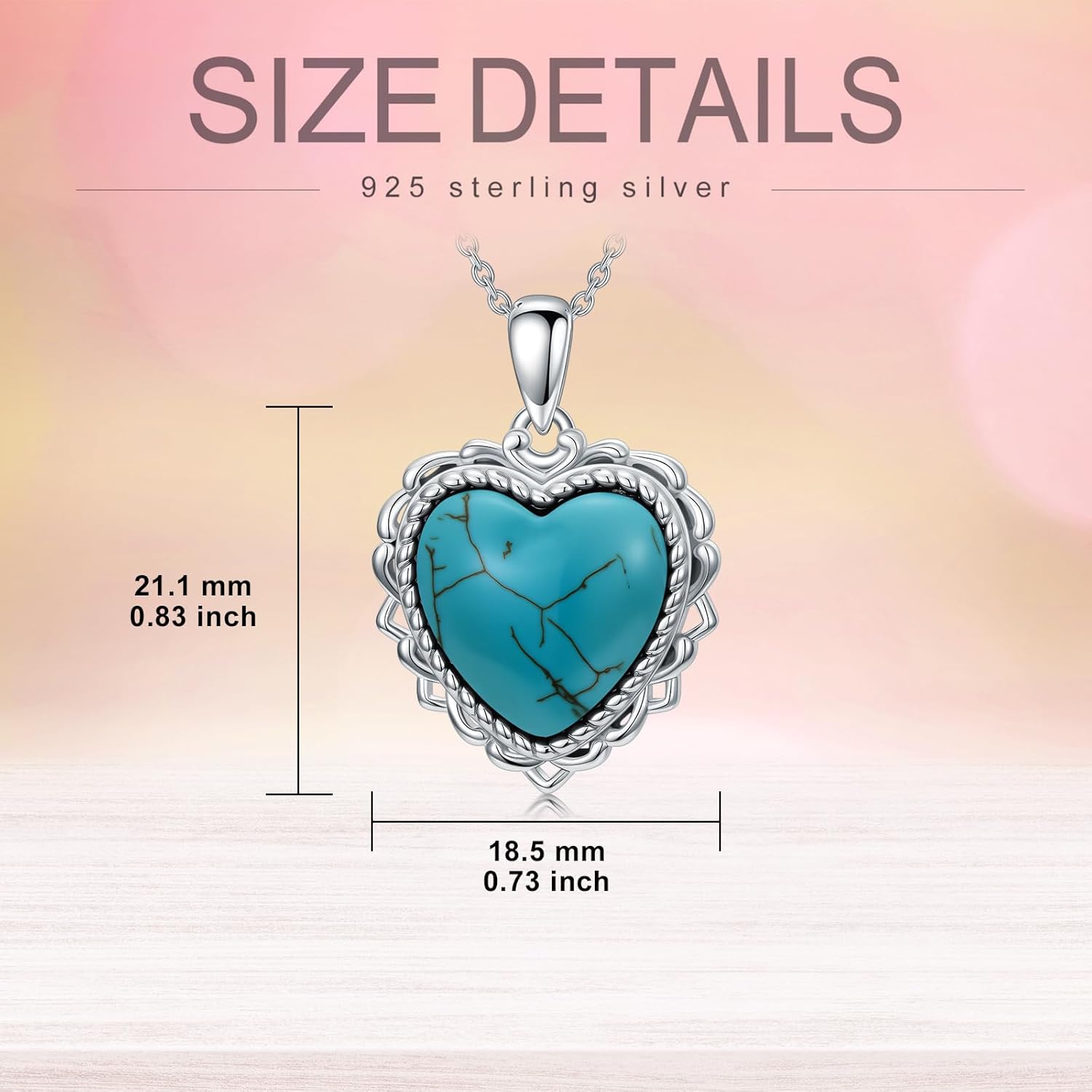 Real Turquoise Heart Necklace and Earrings 925 Sterling Silver Simple Western Jewelry Gift for Women - Image 6