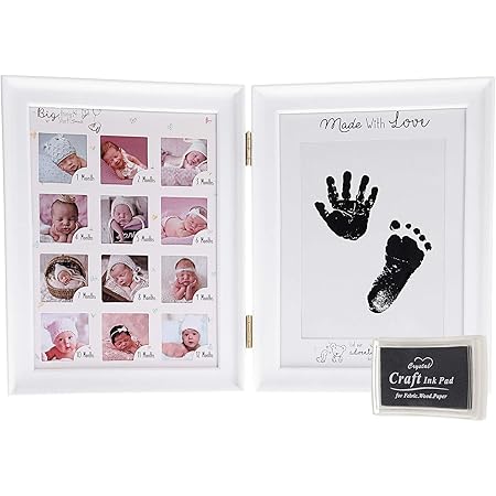 Amazon Co Jp Aumesa Rano ベビーフレーム 赤ちゃん 手形 足形 月齢フォト 12ヶ月フォトフレーム 写真入れ ベビーグッズ 写真立て 置き掛け兼用 無毒で安全 新生児 出産祝い 男の子 女子の子 内祝い メモリアル ベビー記念品 一歳誕生日プレゼント 成長記録 ギフト