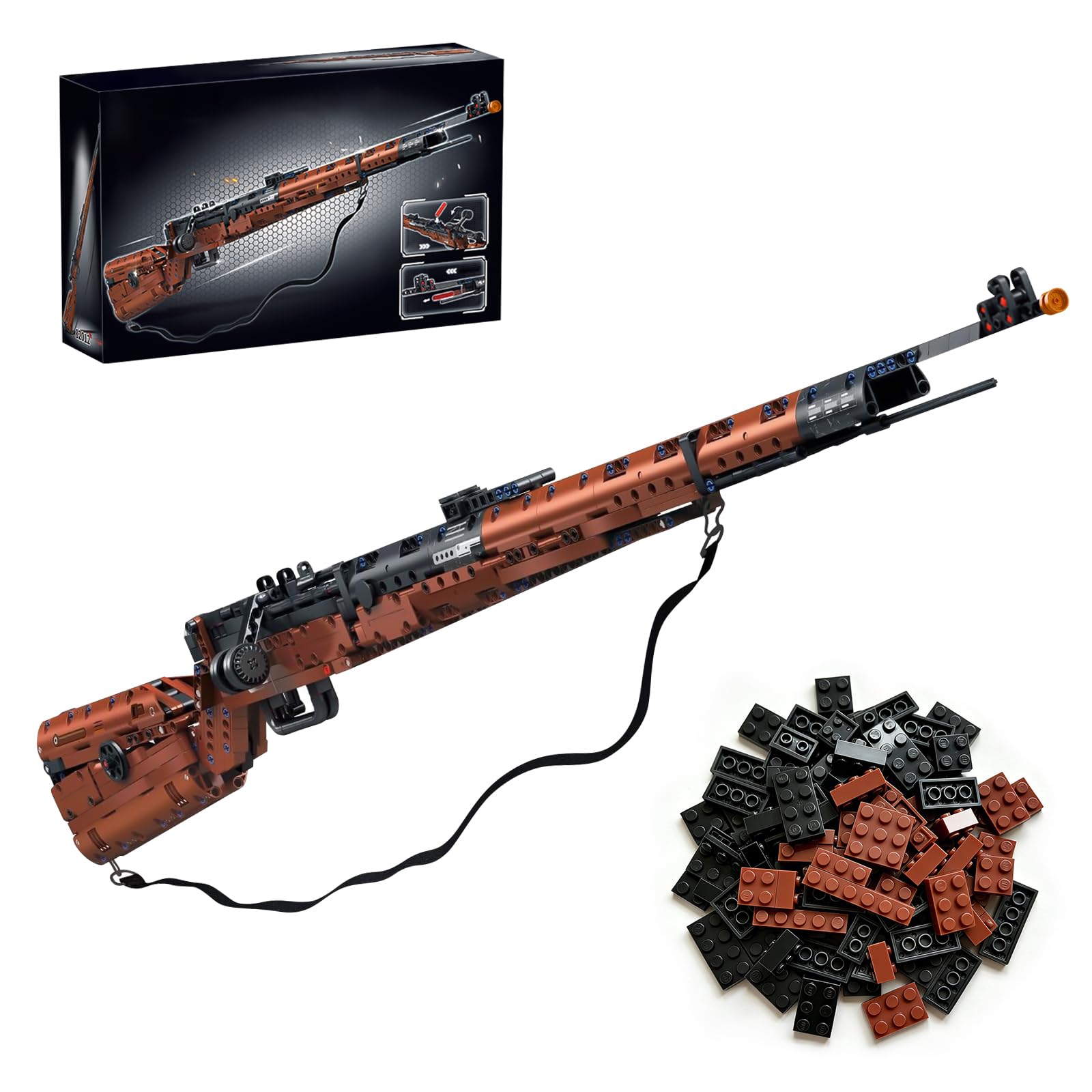 LQPFBSM 1:1 98K Building Blocks Set 1206 Pcs Military Gun Sniper Rifle Building Kit Plastic Particle Interlocking Construction Kits Display for Adults and Teens — image 1