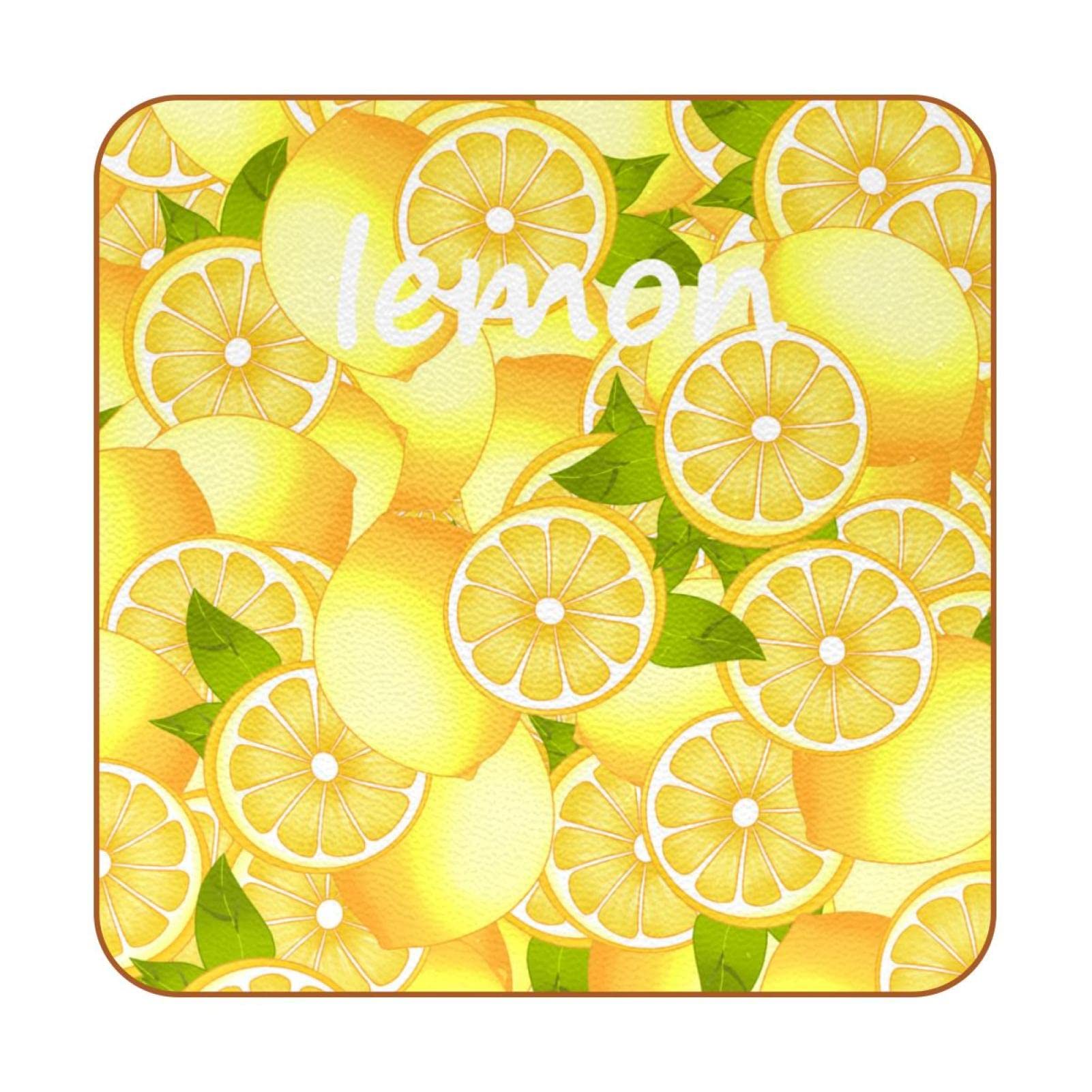 Dessous de verre antidérapants carrés et lavables motif citron x6