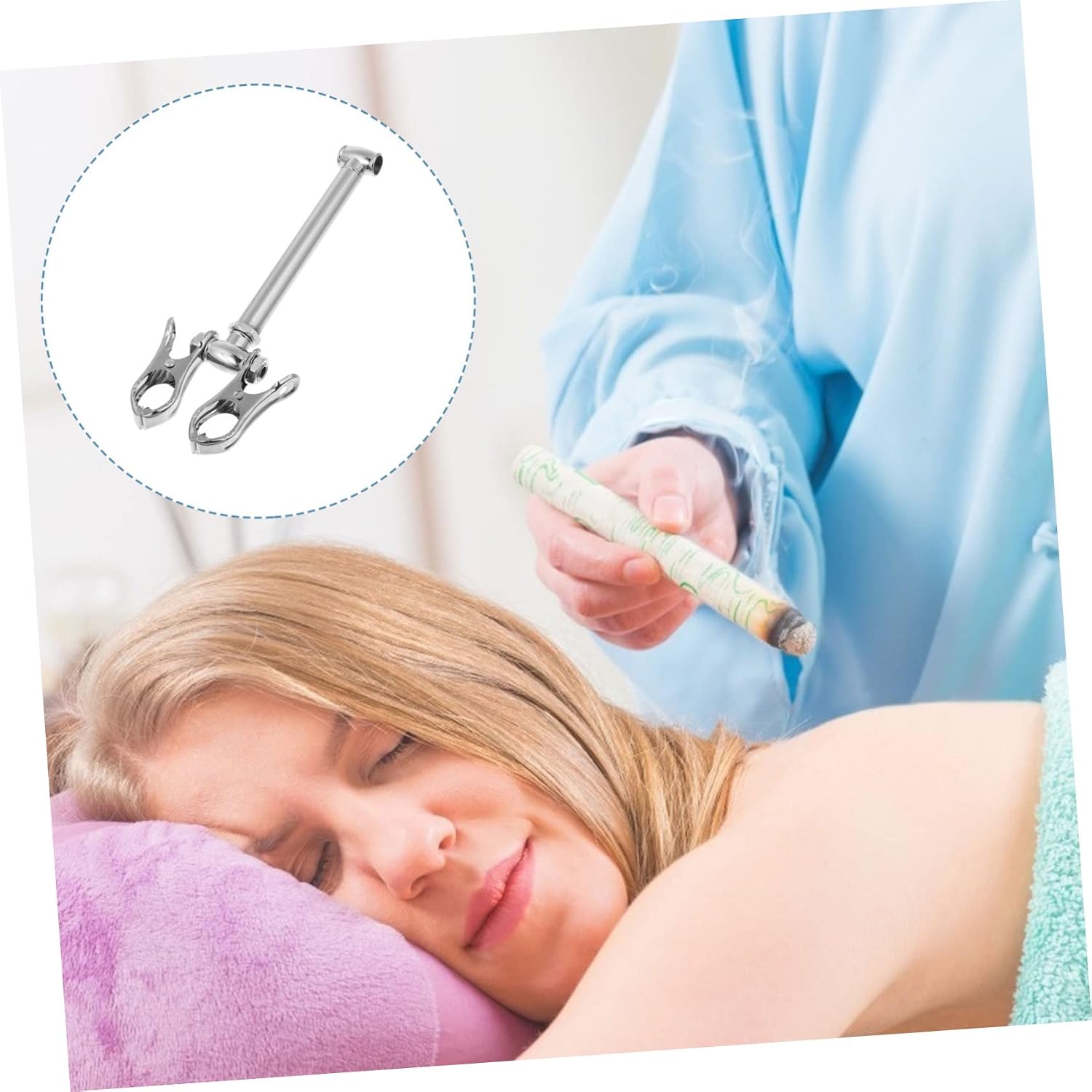 CALLARON 1Set Portable Handheld Stainless Steel Holder Double Clip Burner Tool for Convenient for Home Office Travel Camping and Health Care