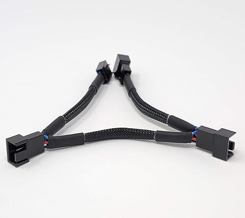Miniatura 4 de Micro Connectors Cable divisor de ventilador PWM con manguito de 1 a 3, color negro, paquete de 2 (PWM-103BK-2P)