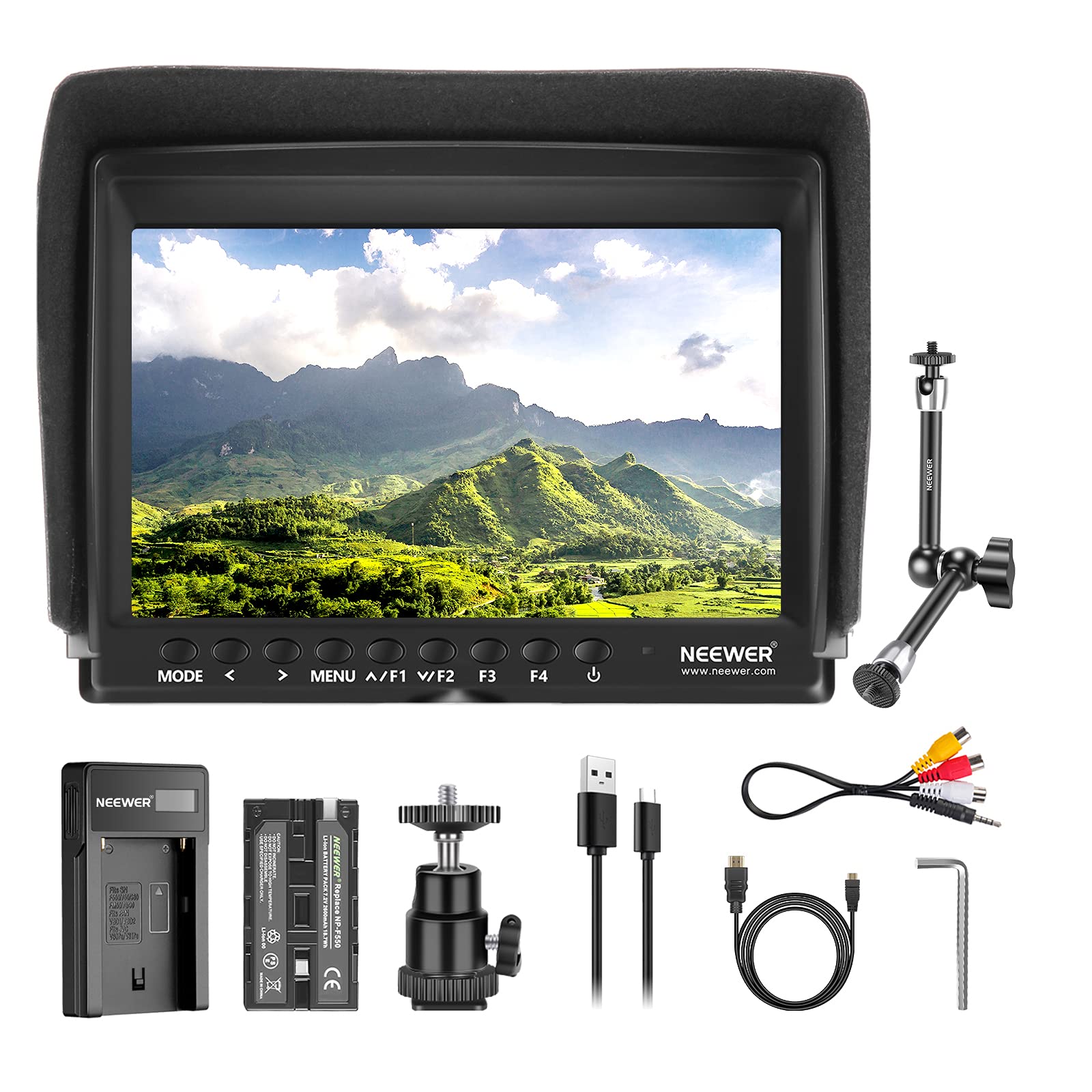 Neewer F100 7 Inch Camera Field Monitor HD Video Assist Slim IPS 1280x800 4K HDMI Input 1080p with 2