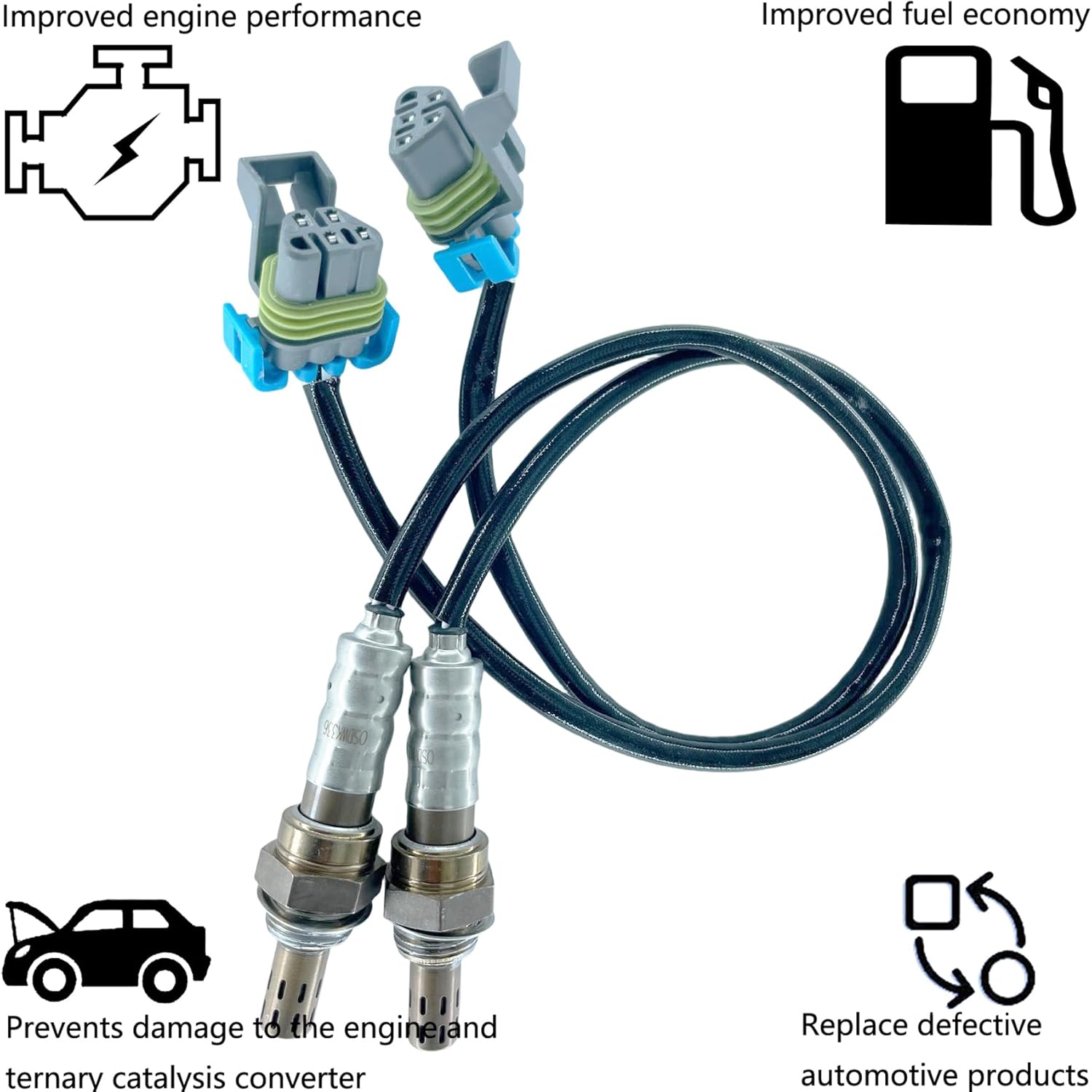 Dropwater 1 Pair Upstream Front Left and Right Side O2 Sensors Set Compatible with Chevrolet 2007-2014 Express 1500,2008-2015 Express 2500,Express 3500,Replaces#234-4336 213-3632 75-3701,Set of 2pcs