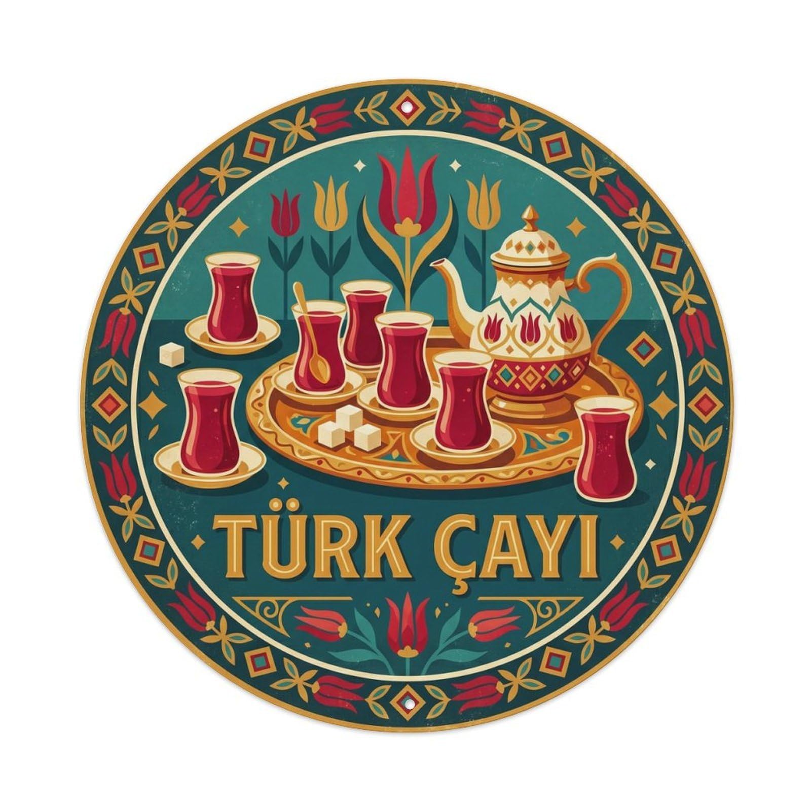 Turkey Turkish Tea Tulip Glass Heritage Ottoman City Metal Tin Sign