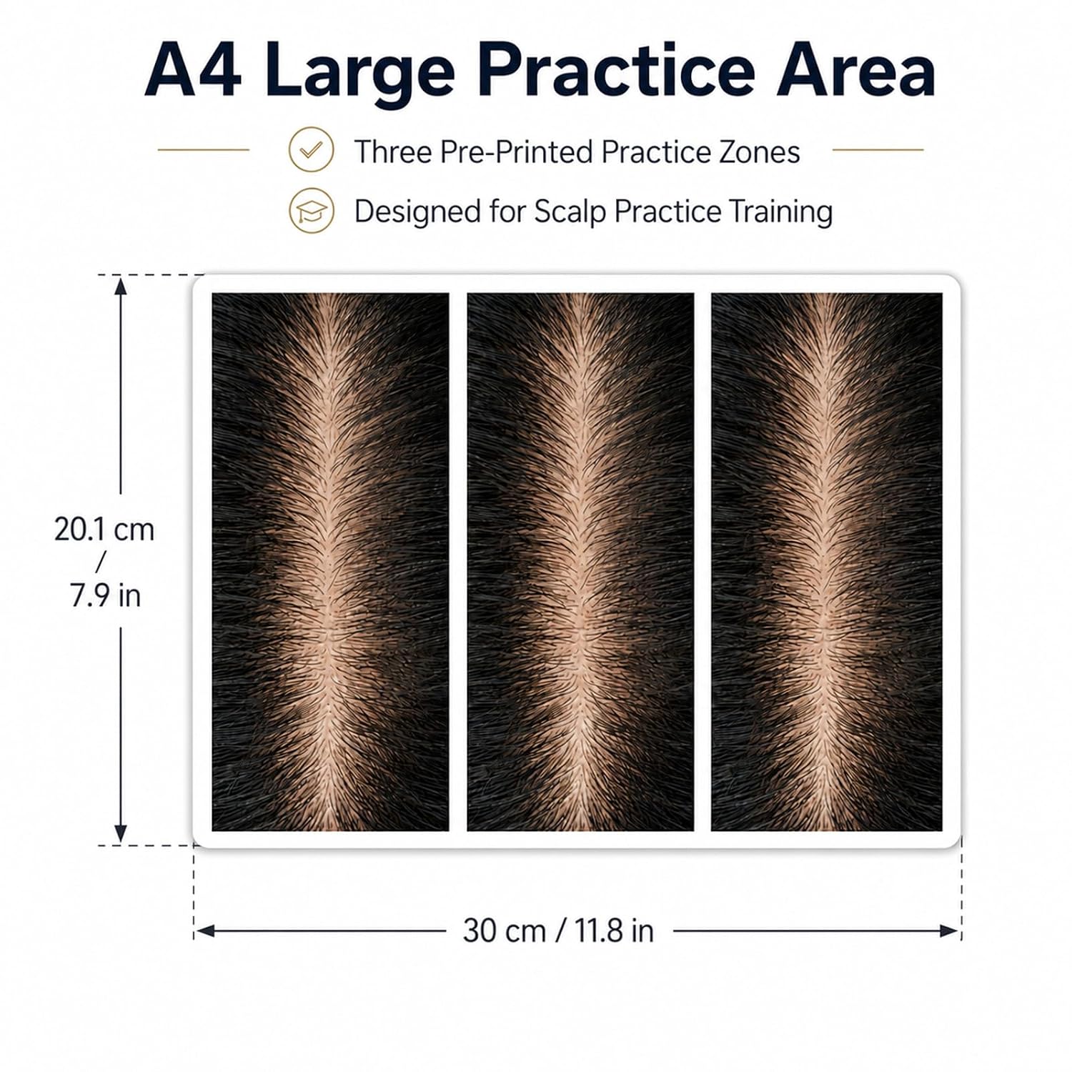 Tattoo SMP Scalp Practice Skin 1.5mm Silicone A4 Sheet (3PCS Female Design)