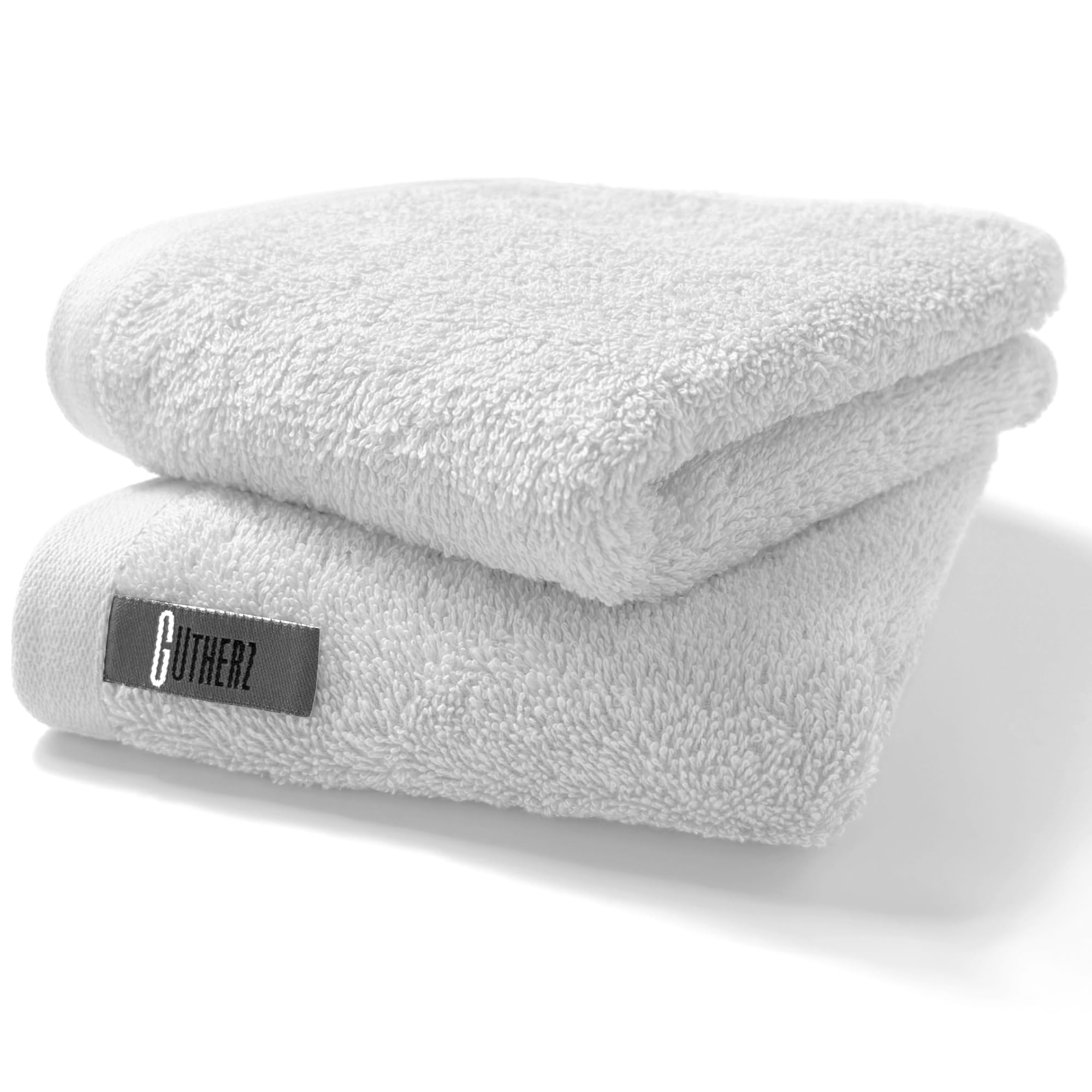 Gutherz | Handtuch Set | Badetuch Set 600g/m2 Luxusklasse | 100% Baumwolle - Weich und Saugstark (Creme Weiß, 2 x Handtuch)