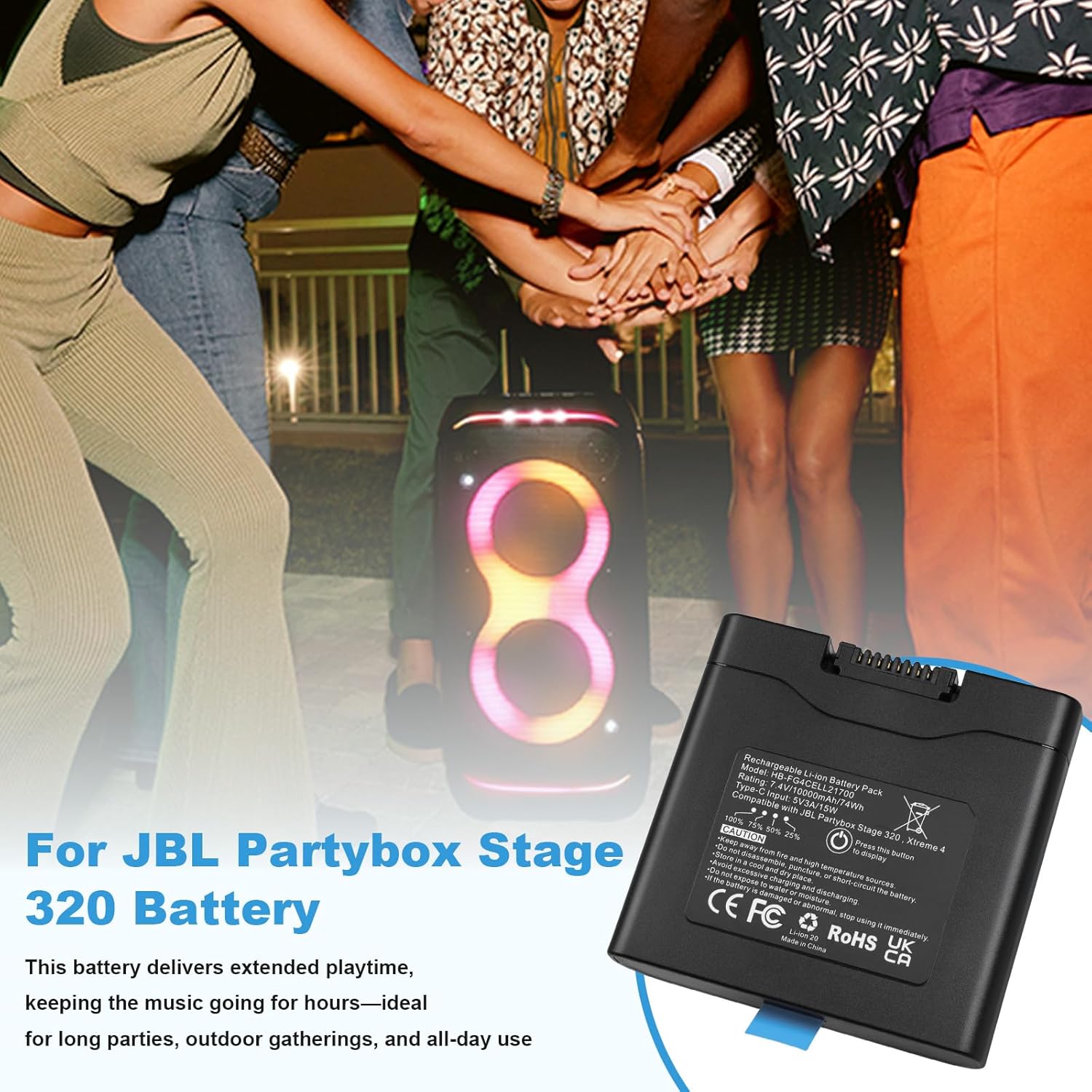 2Pack for JBL 320 Battery Pack Replacement: Partybox 320 Battery for JBL Battery 400 Party Box Stage 320 Xtreme 4 Lithium Batteries - Image 3