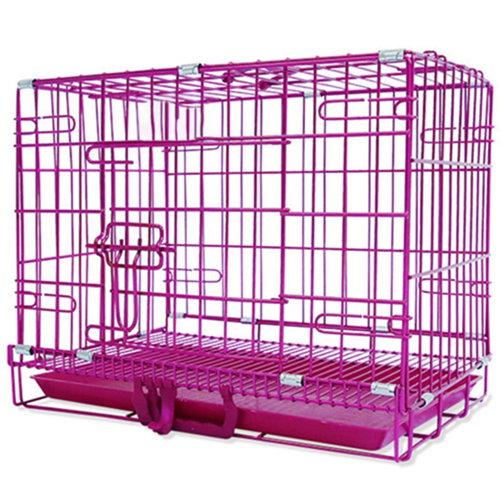 Cage portable en fil métallique rouge 60x43x51cm avec plateau