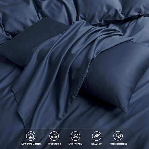 Miniatura 45 de MooMee Queen Duvet Cover Set, 100% Extra Long Staple Cotton 600 Thread Count Sateen Silky Soft Breathable Durable Luxury Hotel Quality Bedding Set