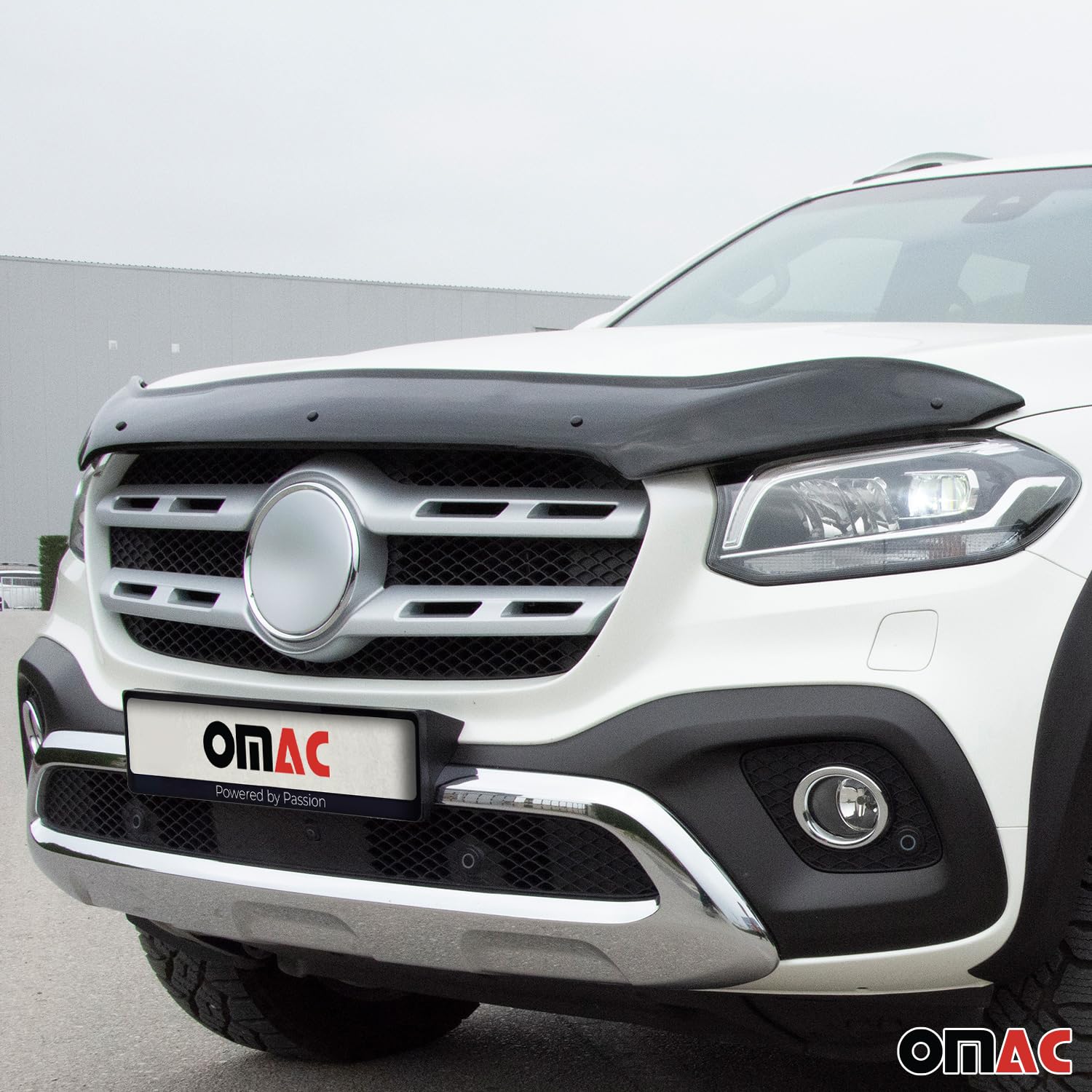 OMAC Motorhaube Deflektor Insektenschutz kompatibel mit Mercedes X Klasse 2017-2020 Dunkel