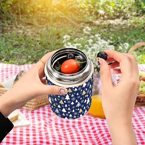 Miniatura 5 de Christmas Forest Snowflakes Food Jar with Spoon Stainless Steel Vacuum Insulated Food Container 17 oz Soup Thermos for Lunch