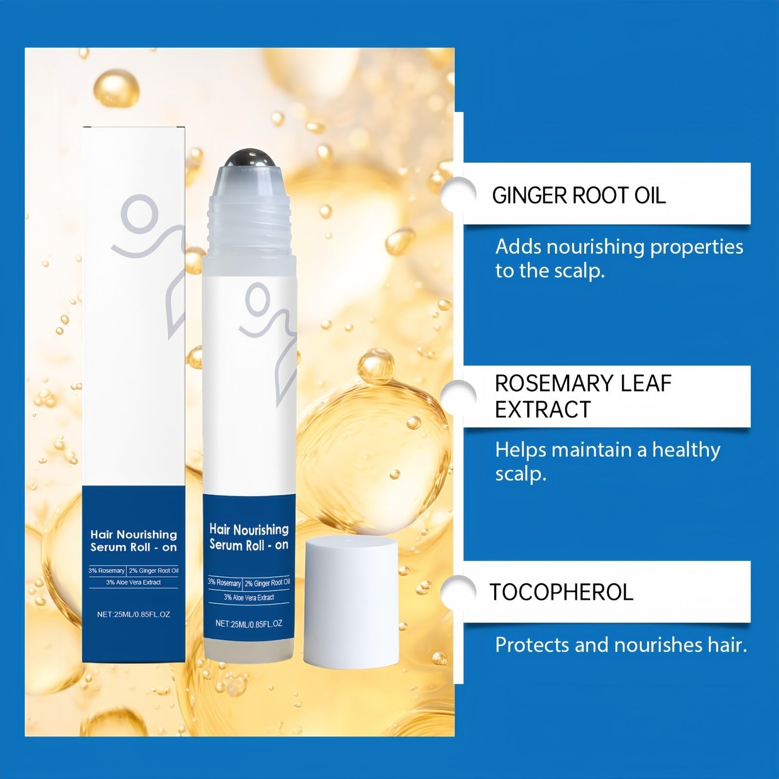 Haarwachstumsserum, mit Roll-On-Roller, Haarpflegeessenz für Männer & Frauen, Verdickung und Stärkung, für dickes Haar